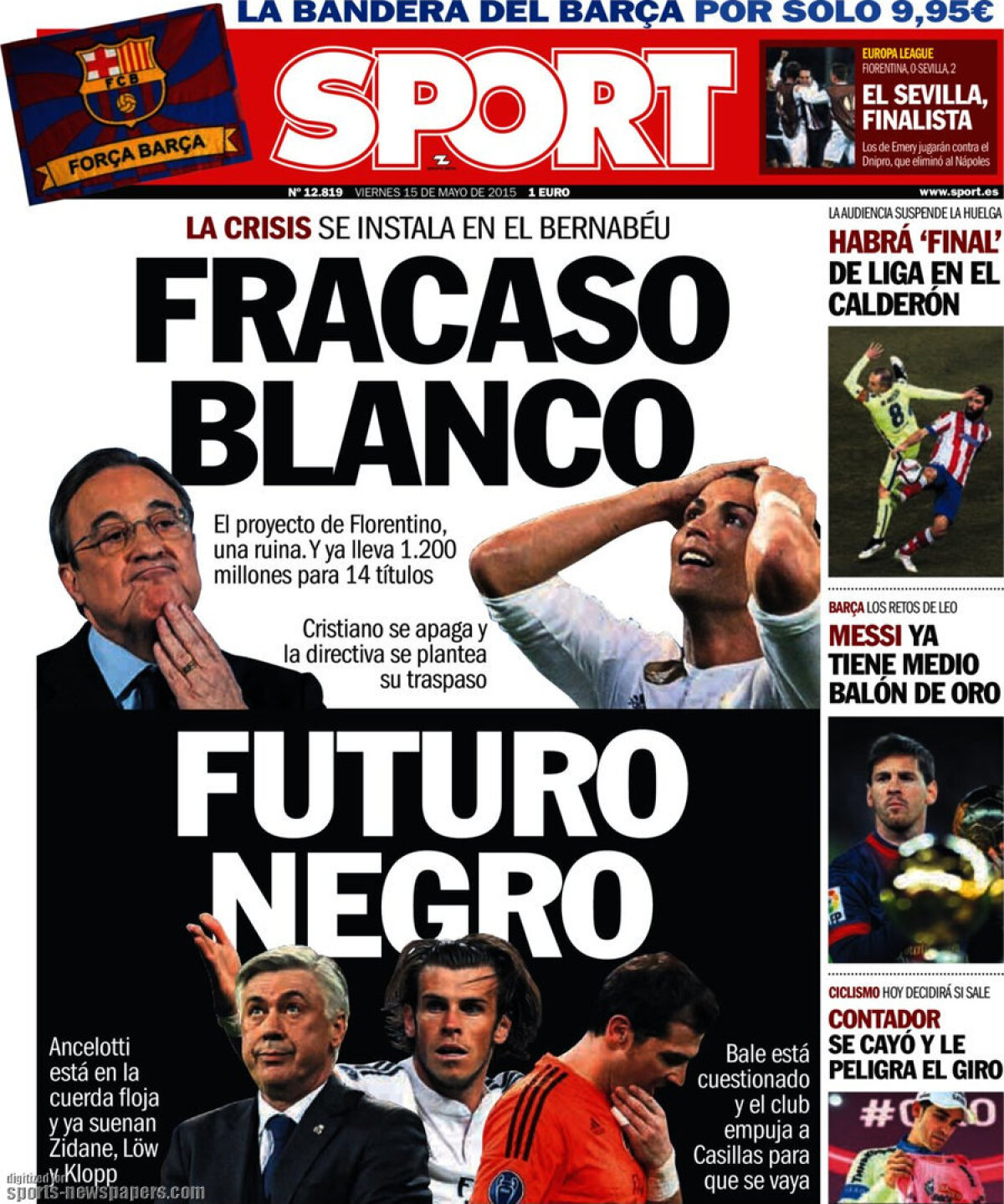 Ce scriu azi ziarele de sport din Europa (15 mai 2015)