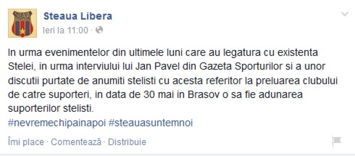 EXCLUSIV La Steaua via Brașov » 5 pași prin care suporterii campioanei vor să pună mîna pe sigla și numele roș-albaștrilor