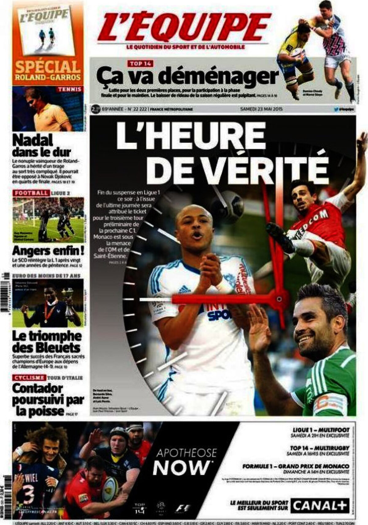 Ce scriu azi ziarele de sport din lume (23 mai 2015)