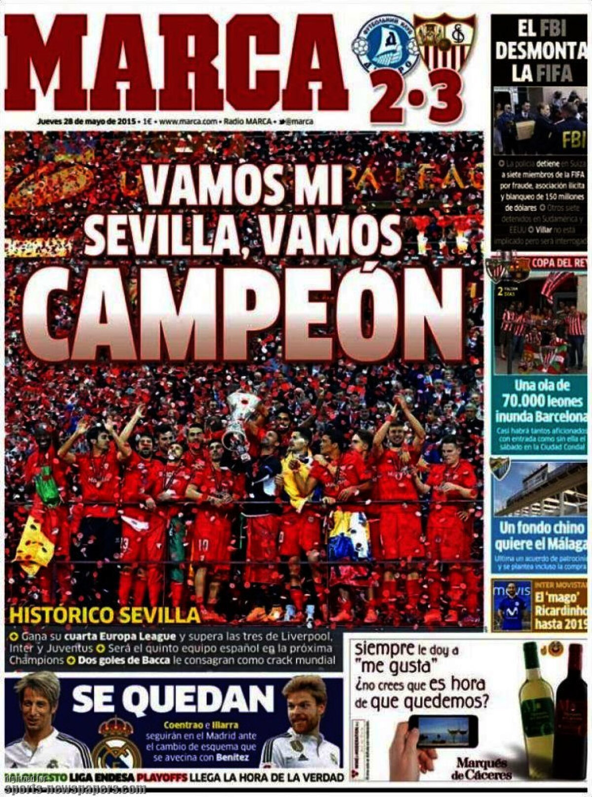 Ce scriu azi ziarele de sport din lume (28 mai 2015)