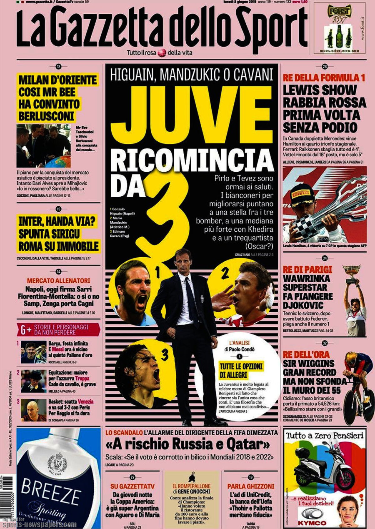 Ce scriu azi ziarele de sport din lume (8 iunie 2015)