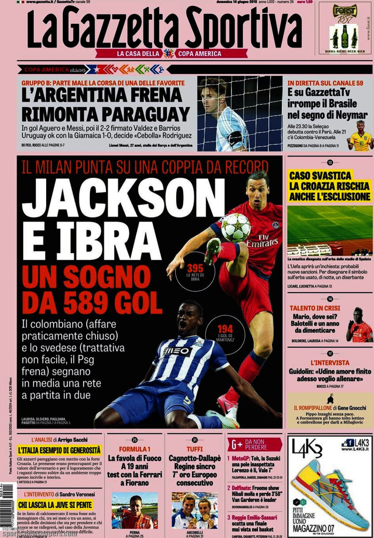 Ce scriu azi ziarele de sport din lume (14 iunie 2015)