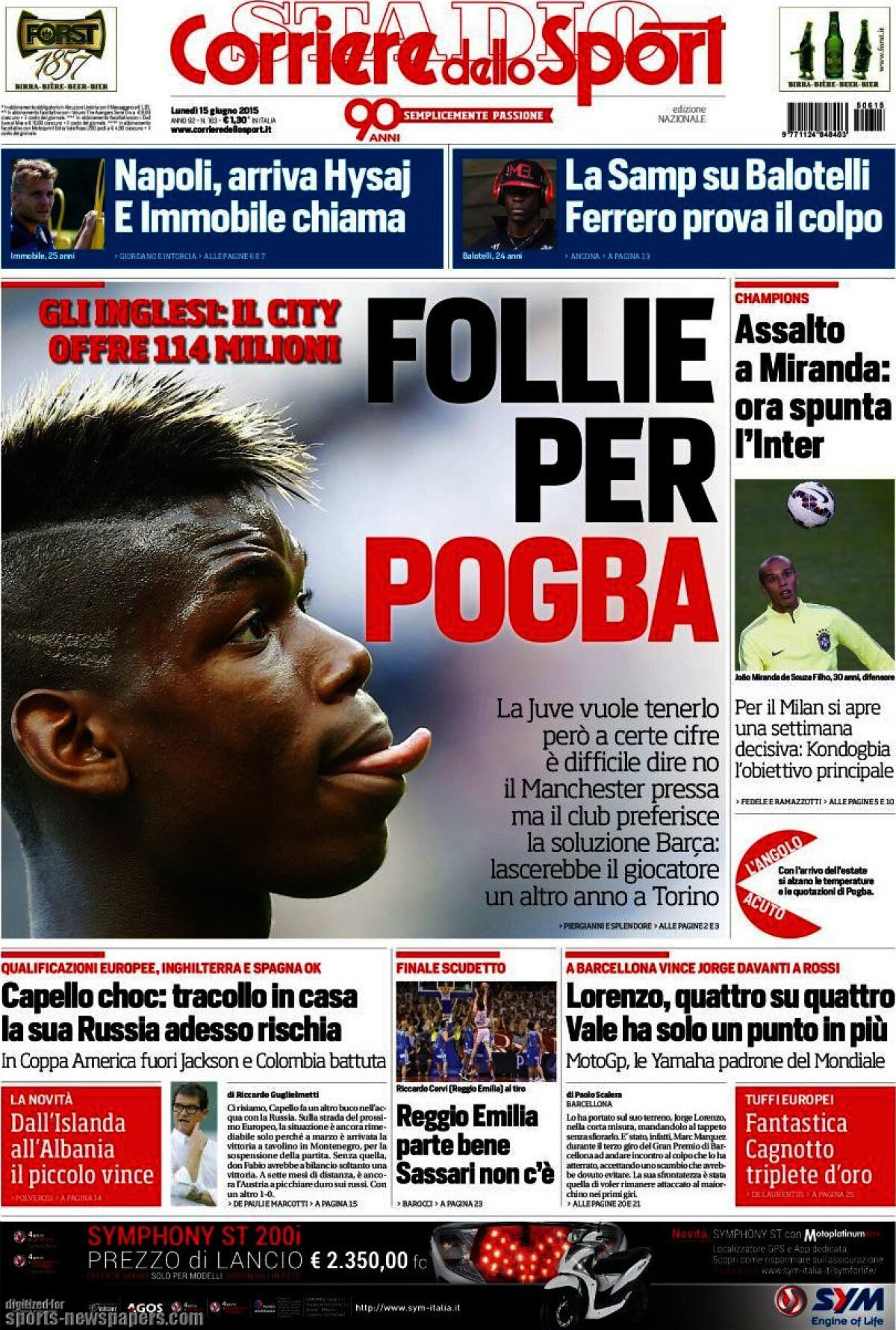 Ce scriu azi ziarele de sport din lume (15 iunie 2015)