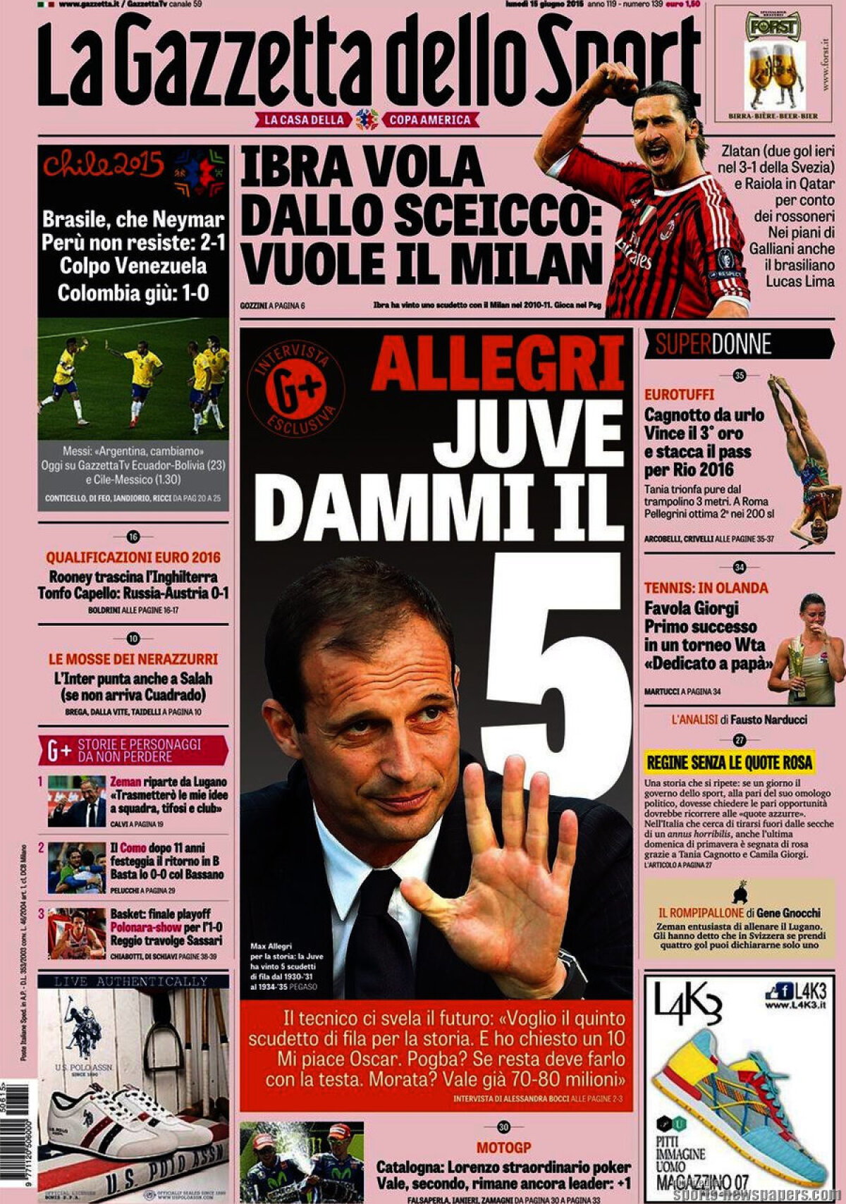 Ce scriu azi ziarele de sport din lume (15 iunie 2015)