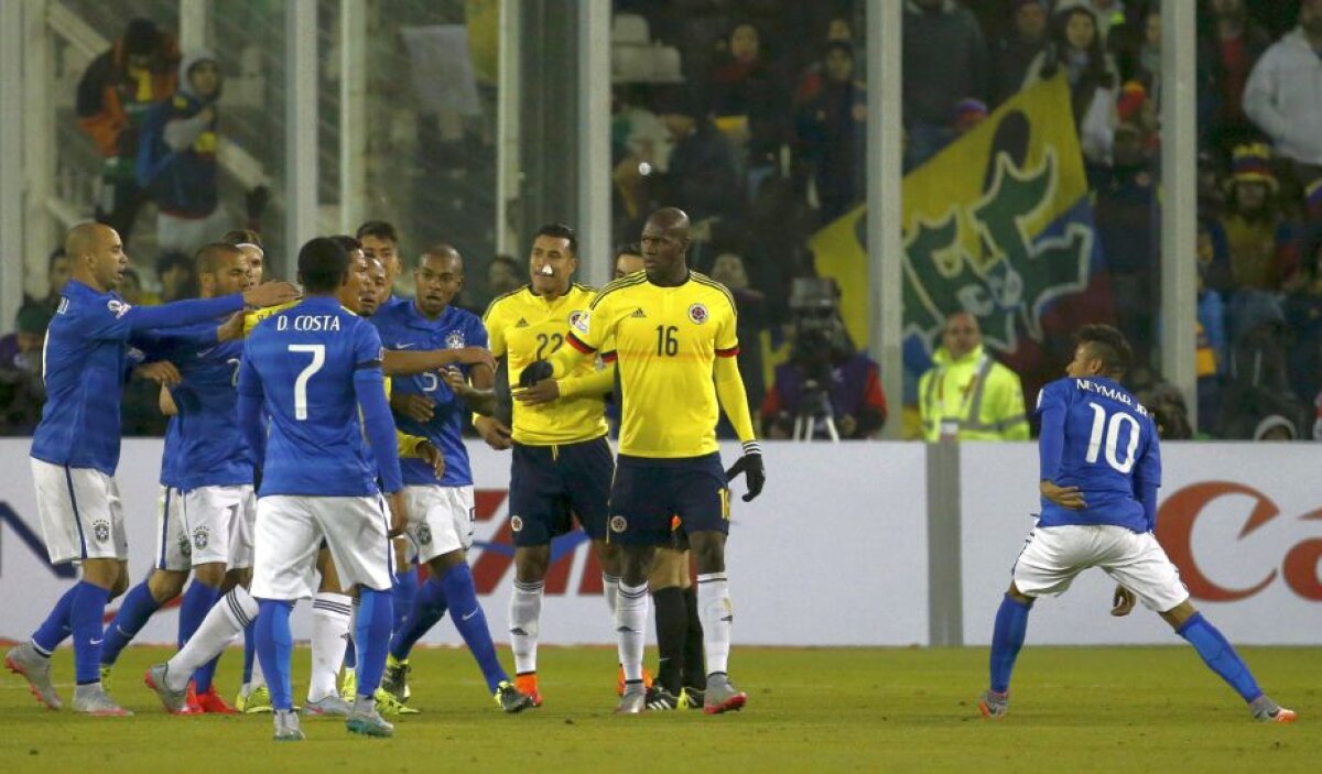 VIDEO și FOTO Continuă surprizele la Copa America » Columbia a învins Brazilia! Jucătorii și-a pierdut cumpătul, iar Neymar a fost eliminat