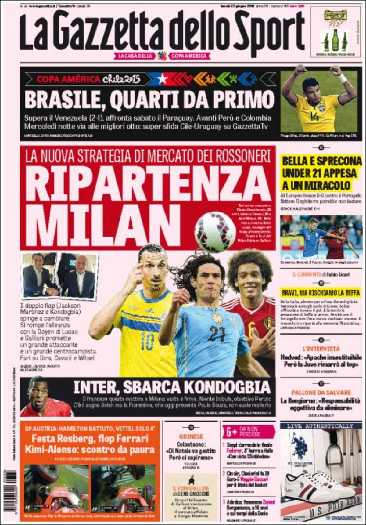 Ce scriu azi ziarele de sport din lume (22 iunie 2015)