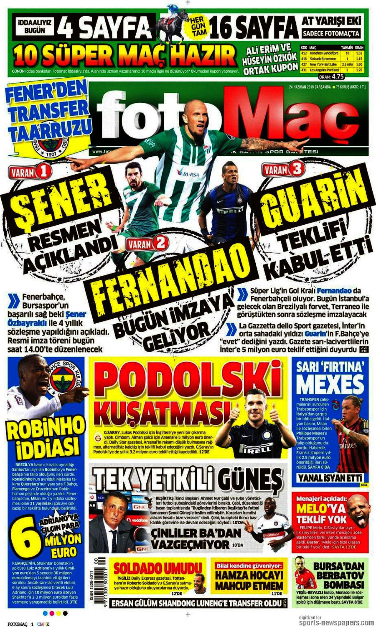 Ce scriu azi ziarele de sport din lume (24 iunie 2015)