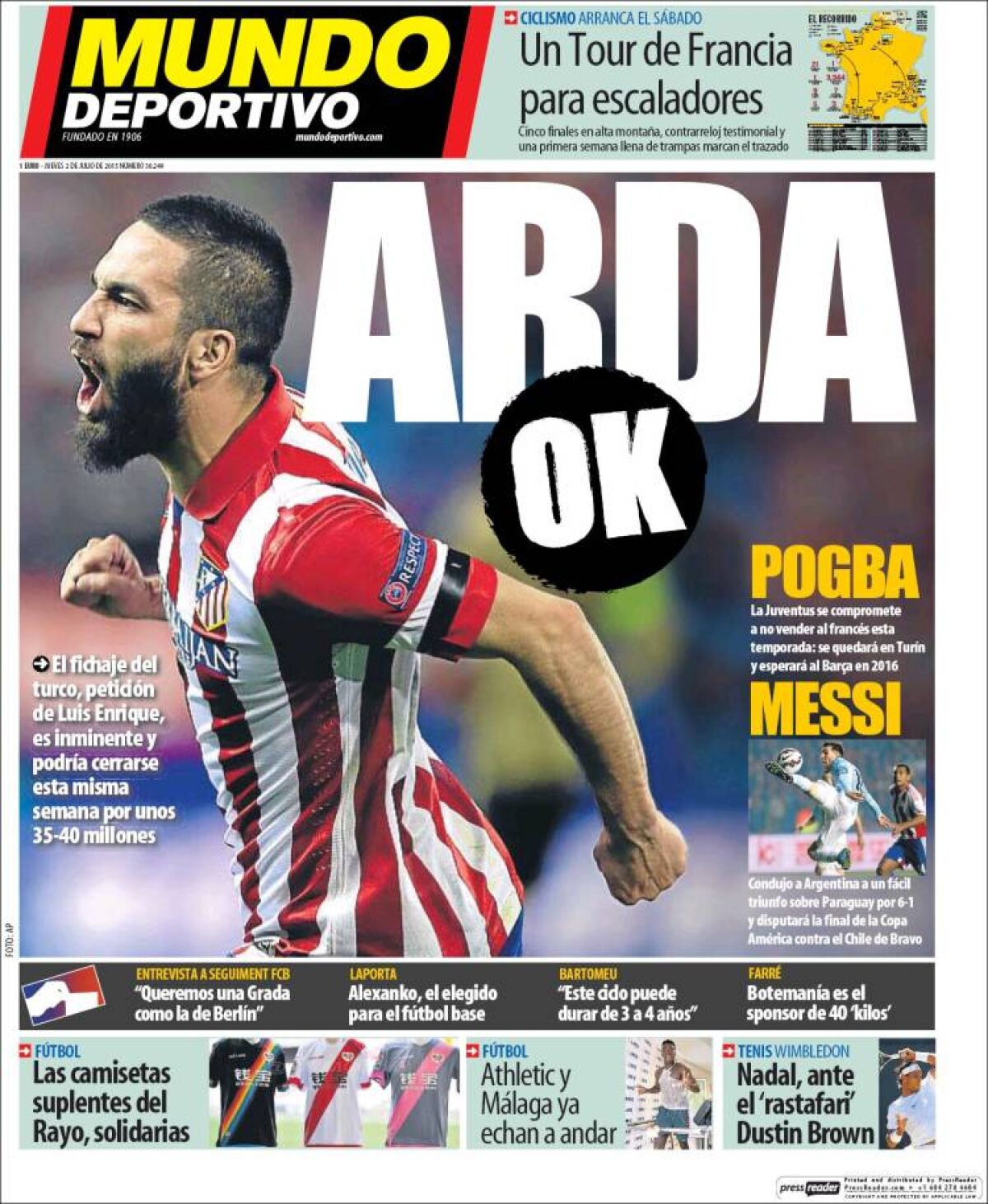 Ce scriu azi ziarele de sport din lume (2 iulie 2015)