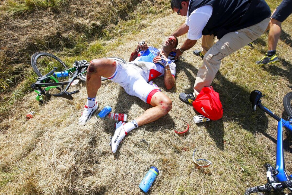 VIDEO & GALERIE FOTO "Purito", primul pe Zid » Căzătură monstruoasă în Turul Franței, într-o etapă în care Chris Froome a preluat tricoul galben