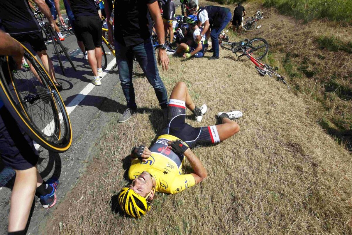 VIDEO & GALERIE FOTO "Purito", primul pe Zid » Căzătură monstruoasă în Turul Franței, într-o etapă în care Chris Froome a preluat tricoul galben