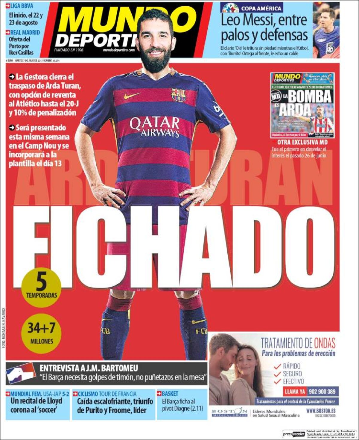 Ce scriu azi ziarele de sport din lume (7 iulie 2015)