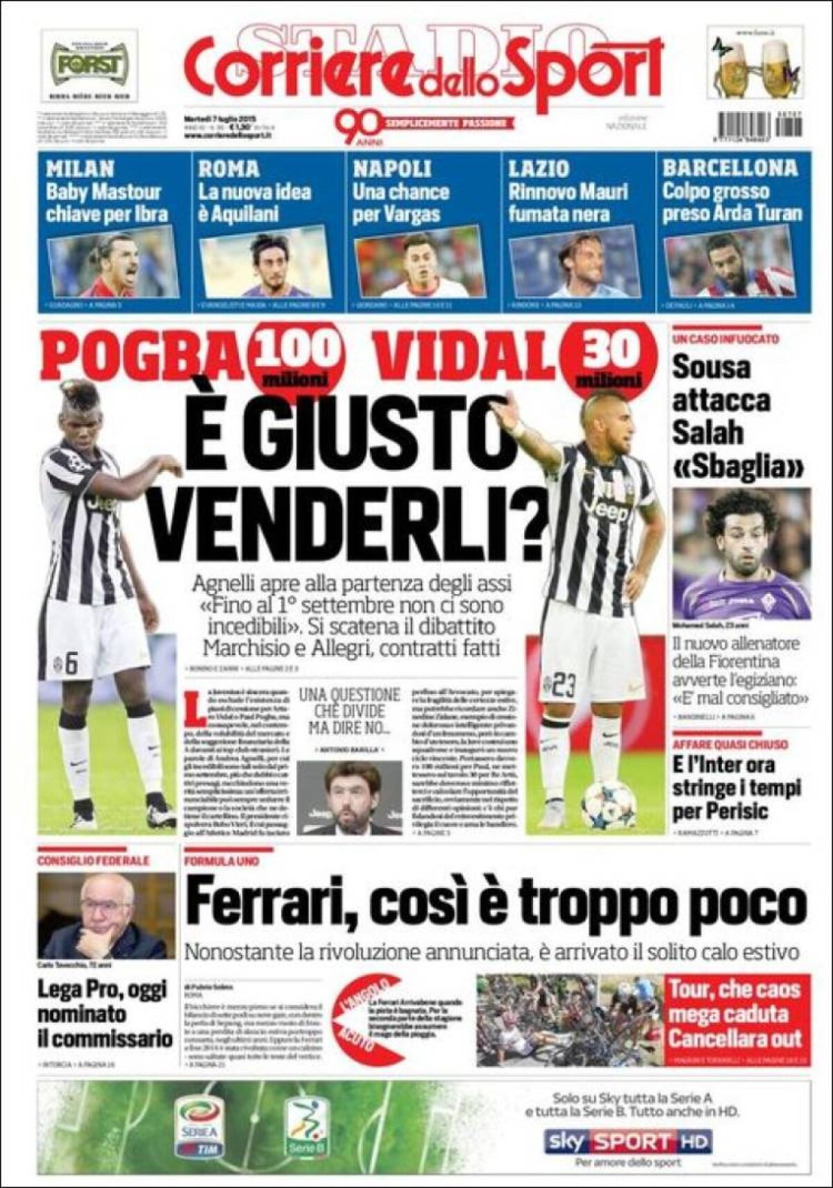 Ce scriu azi ziarele de sport din lume (7 iulie 2015)