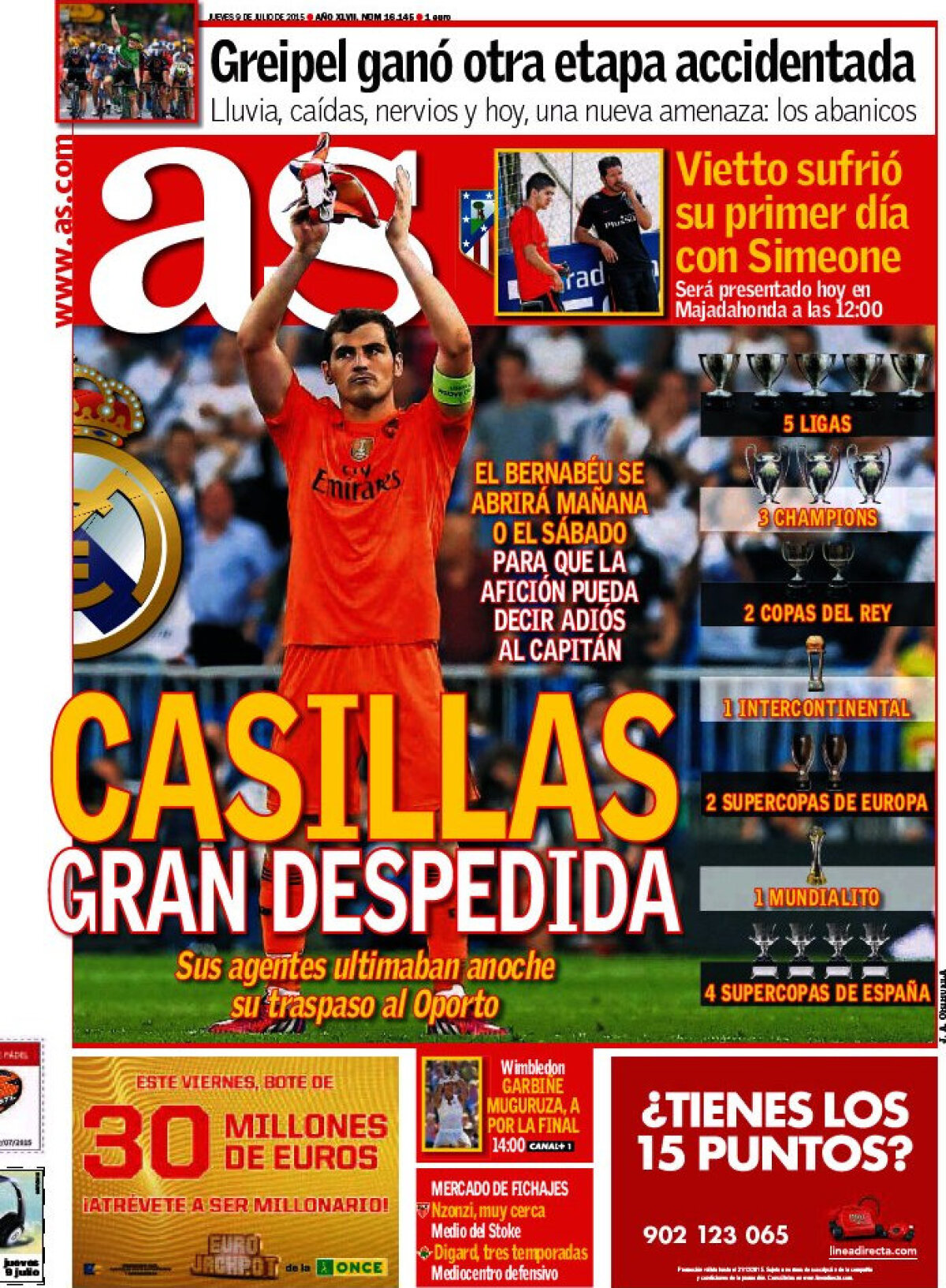 Ce scriu azi ziarele de sport din lume (9 iulie 2015)