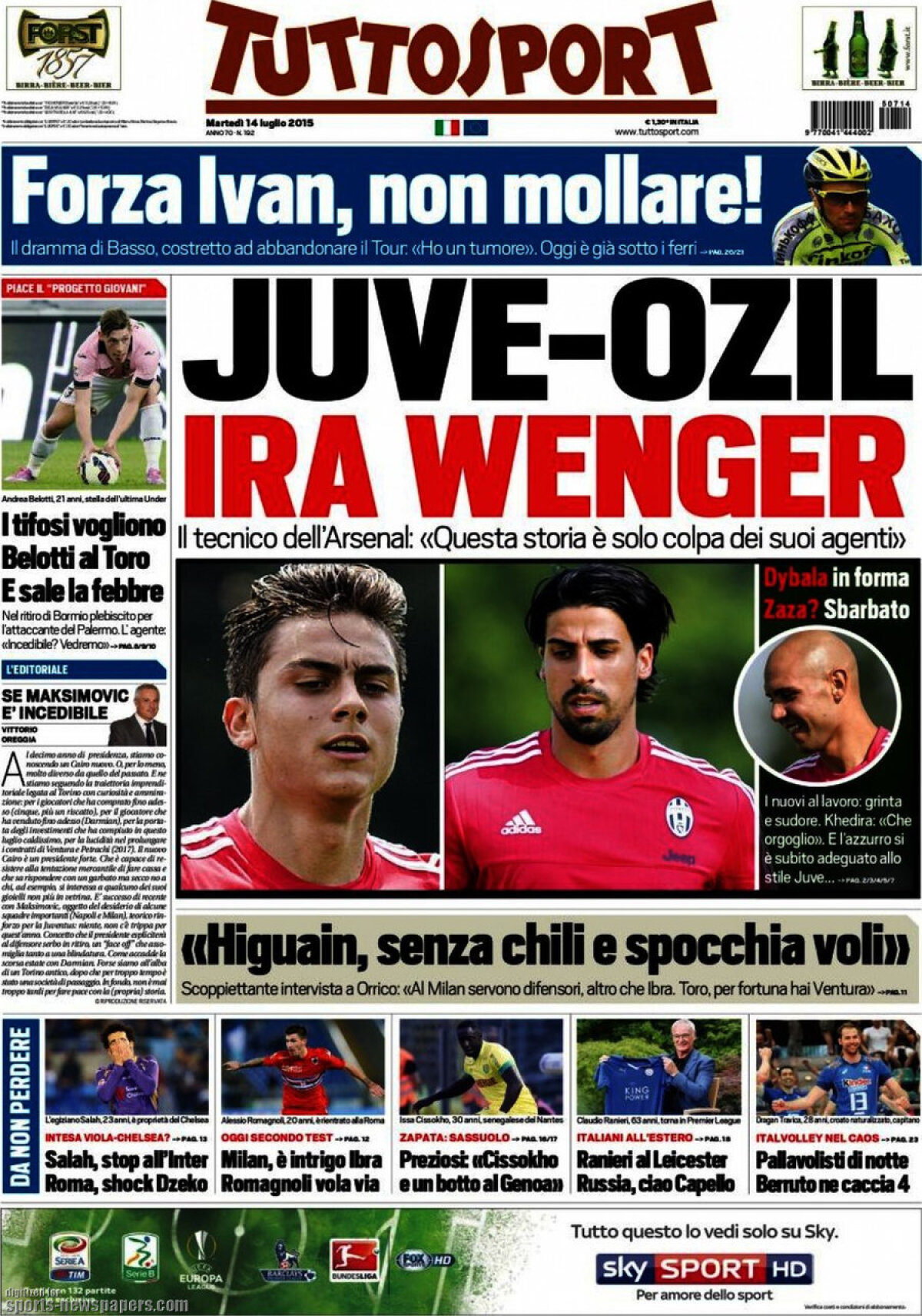 Ce scriu azi ziarele de sport din lume (14 iulie 2015)