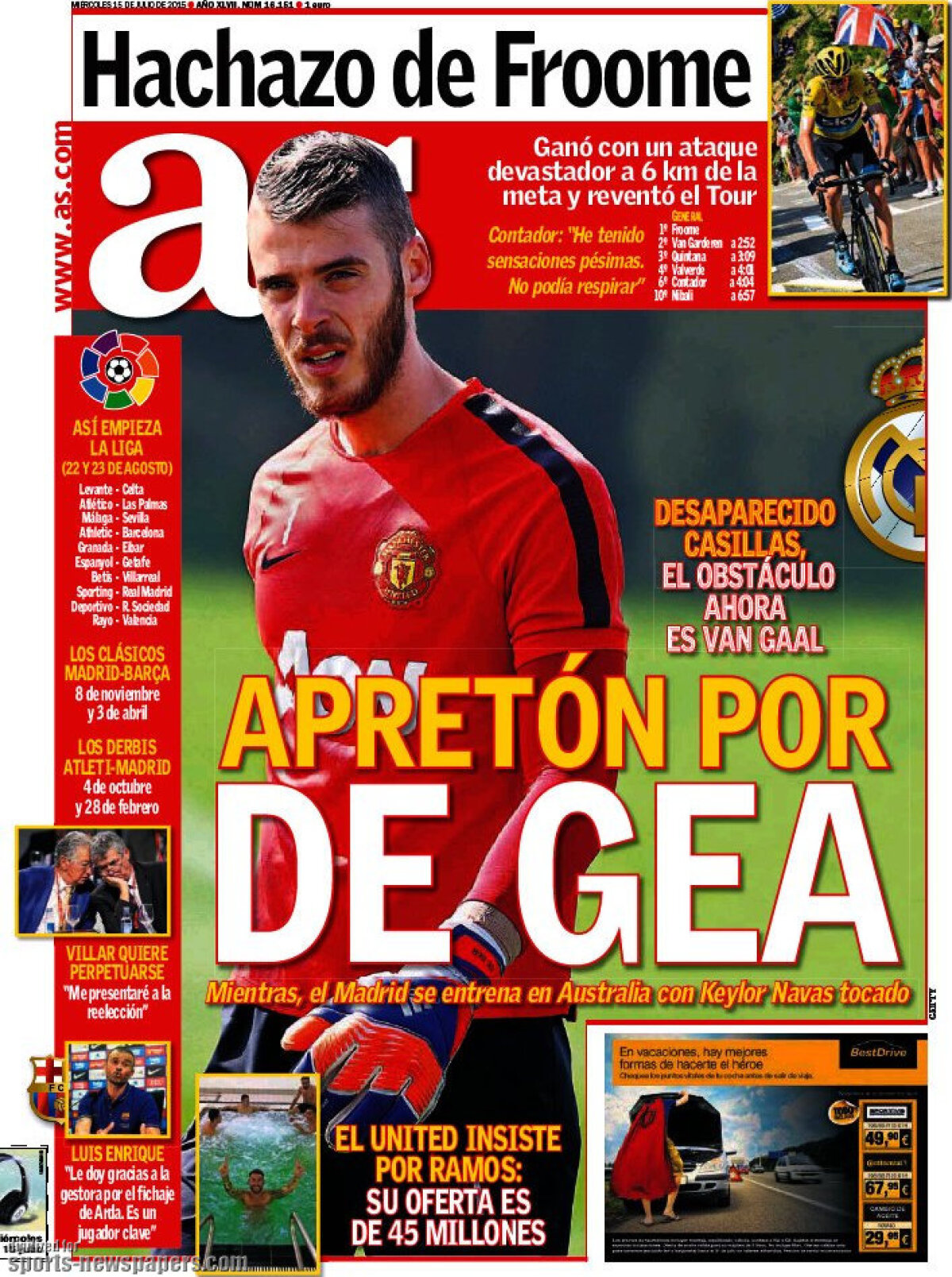 Ce scriu azi ziarele de sport din lume (15 iulie 2015)