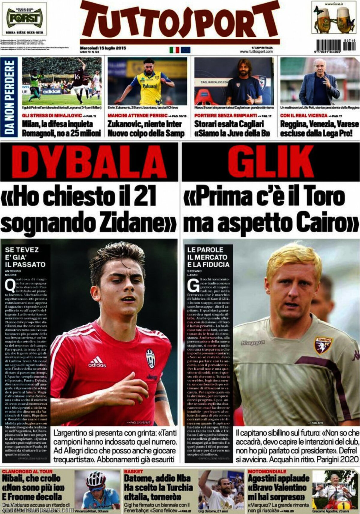 Ce scriu azi ziarele de sport din lume (15 iulie 2015)