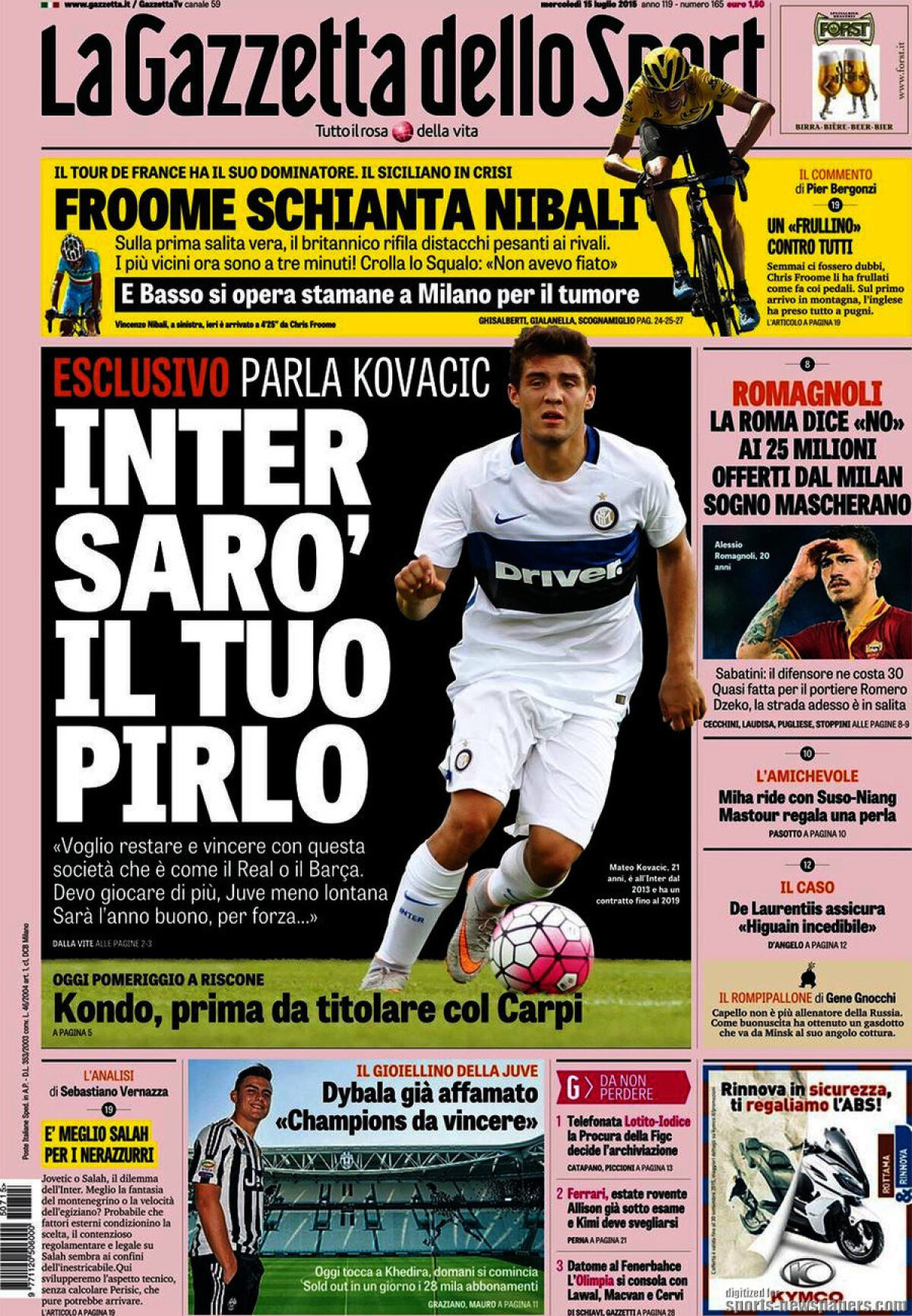 Ce scriu azi ziarele de sport din lume (15 iulie 2015)