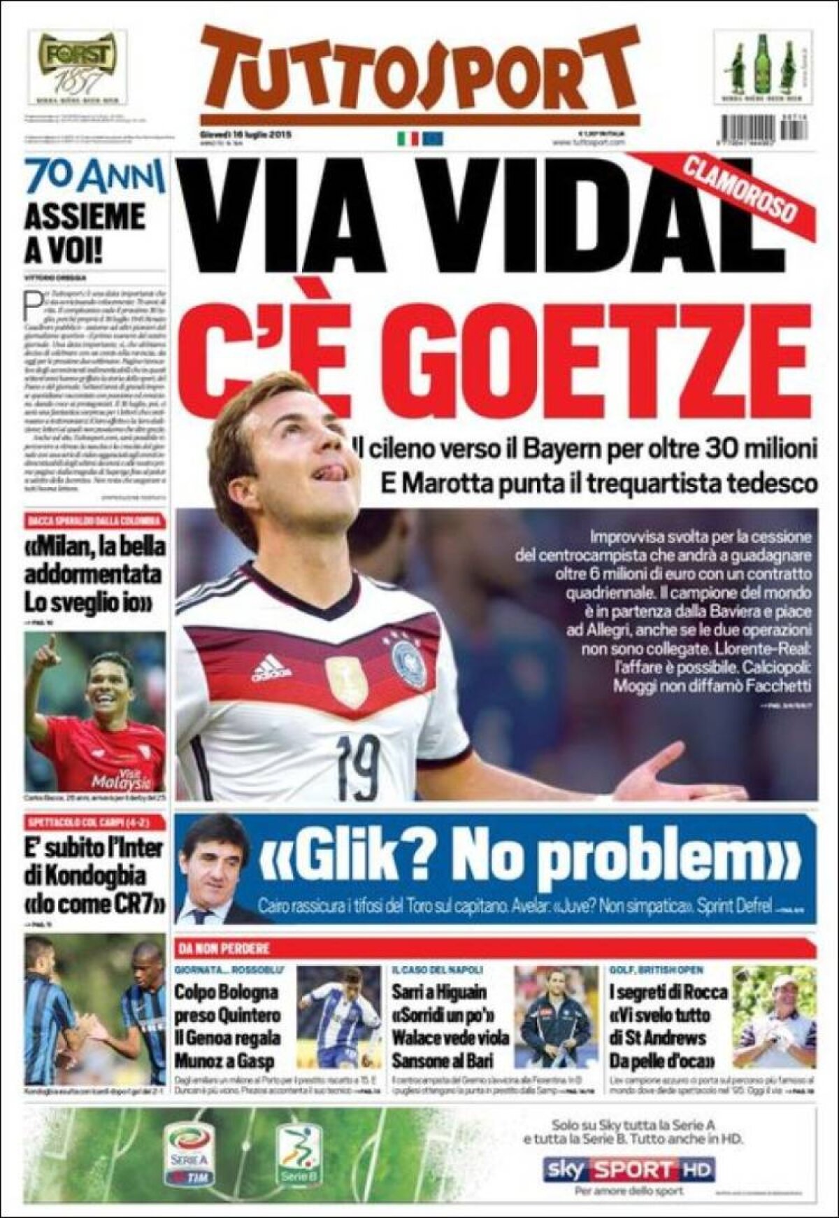 Ce scriu azi ziarele de sport din lume (16 iulie 2015)