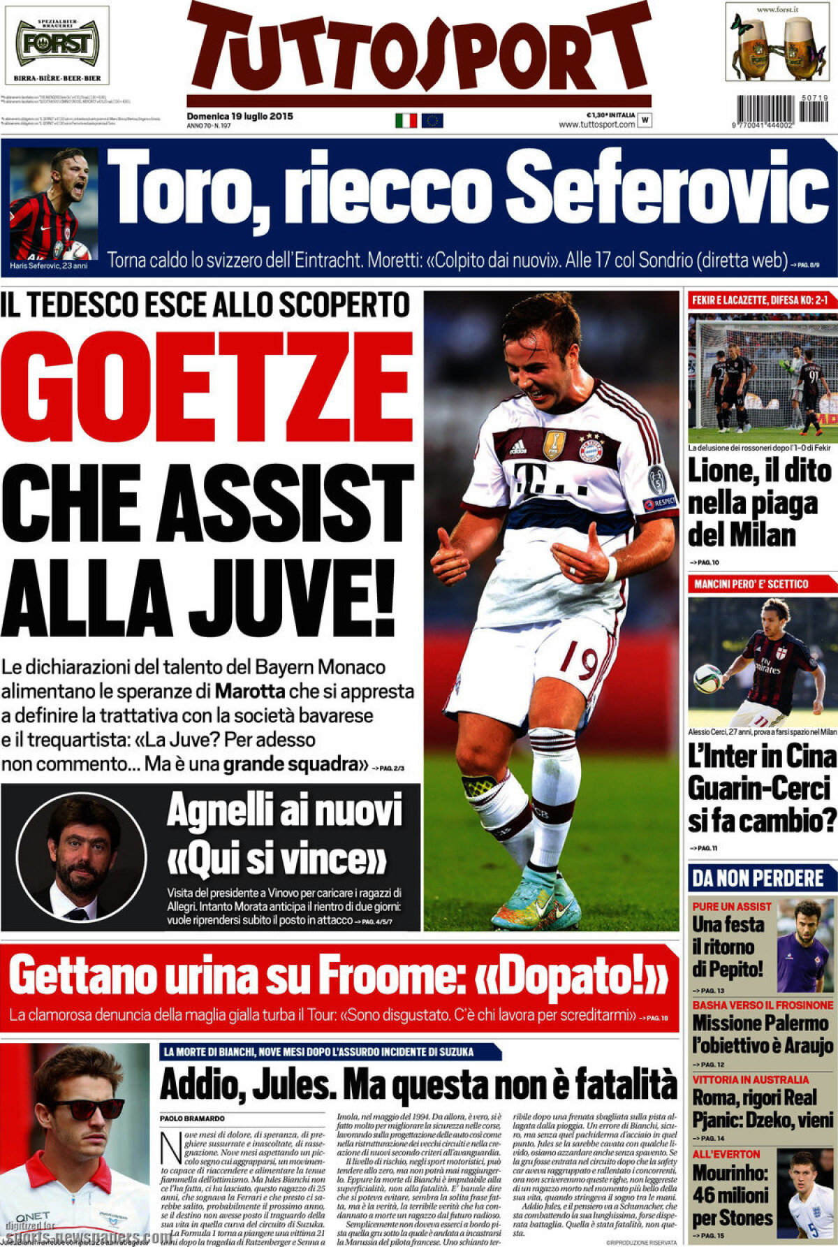 Ce scriu azi ziarele de sport din lume (19 iulie 2015)