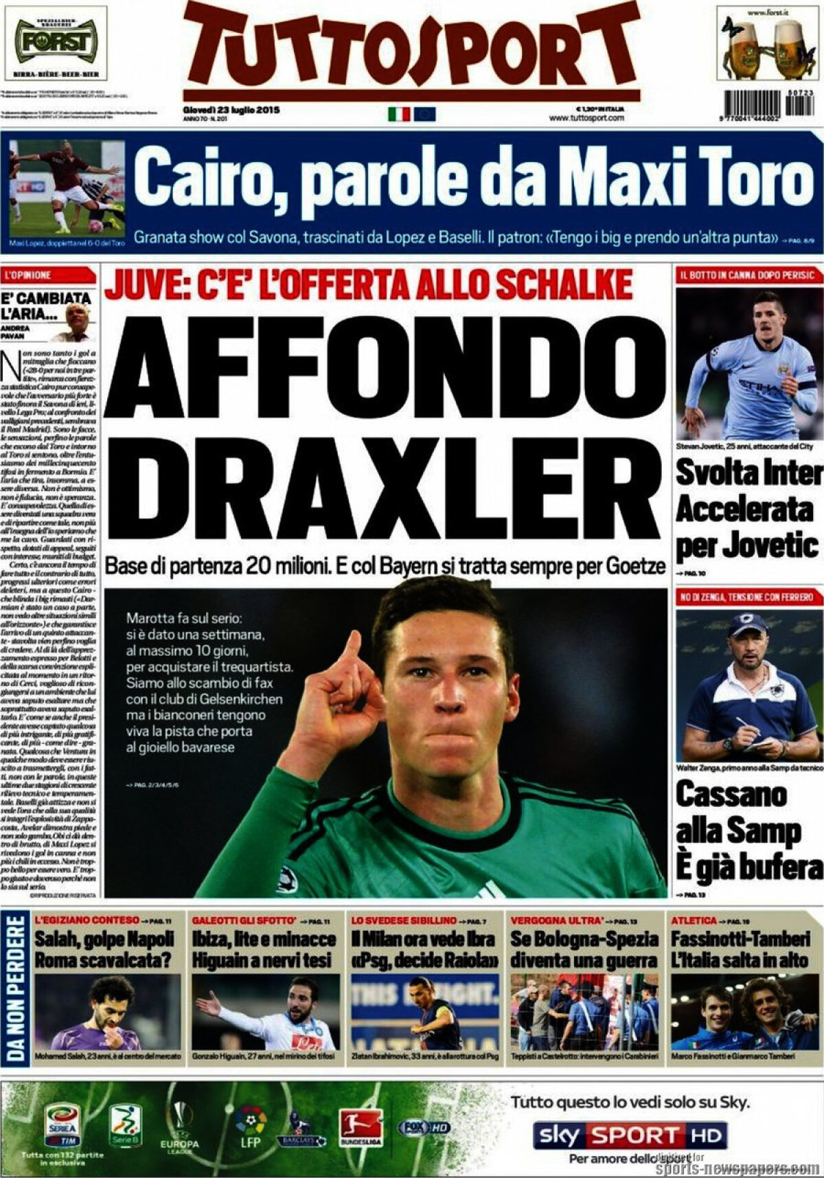 Ce scriu azi ziarele de sport din lume (23 iulie 2015)