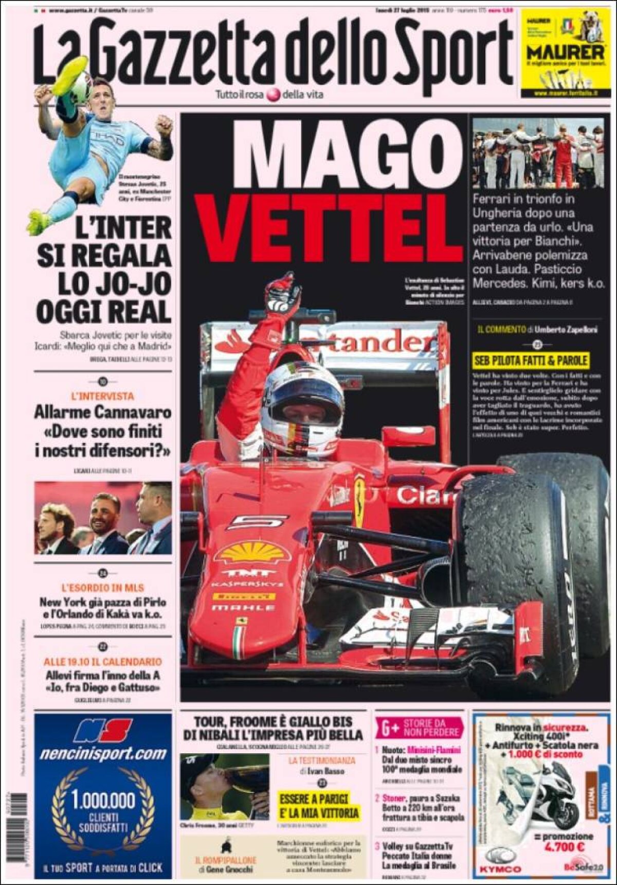 Ce scriu azi ziarele de sport din lume (27 iulie 2015)