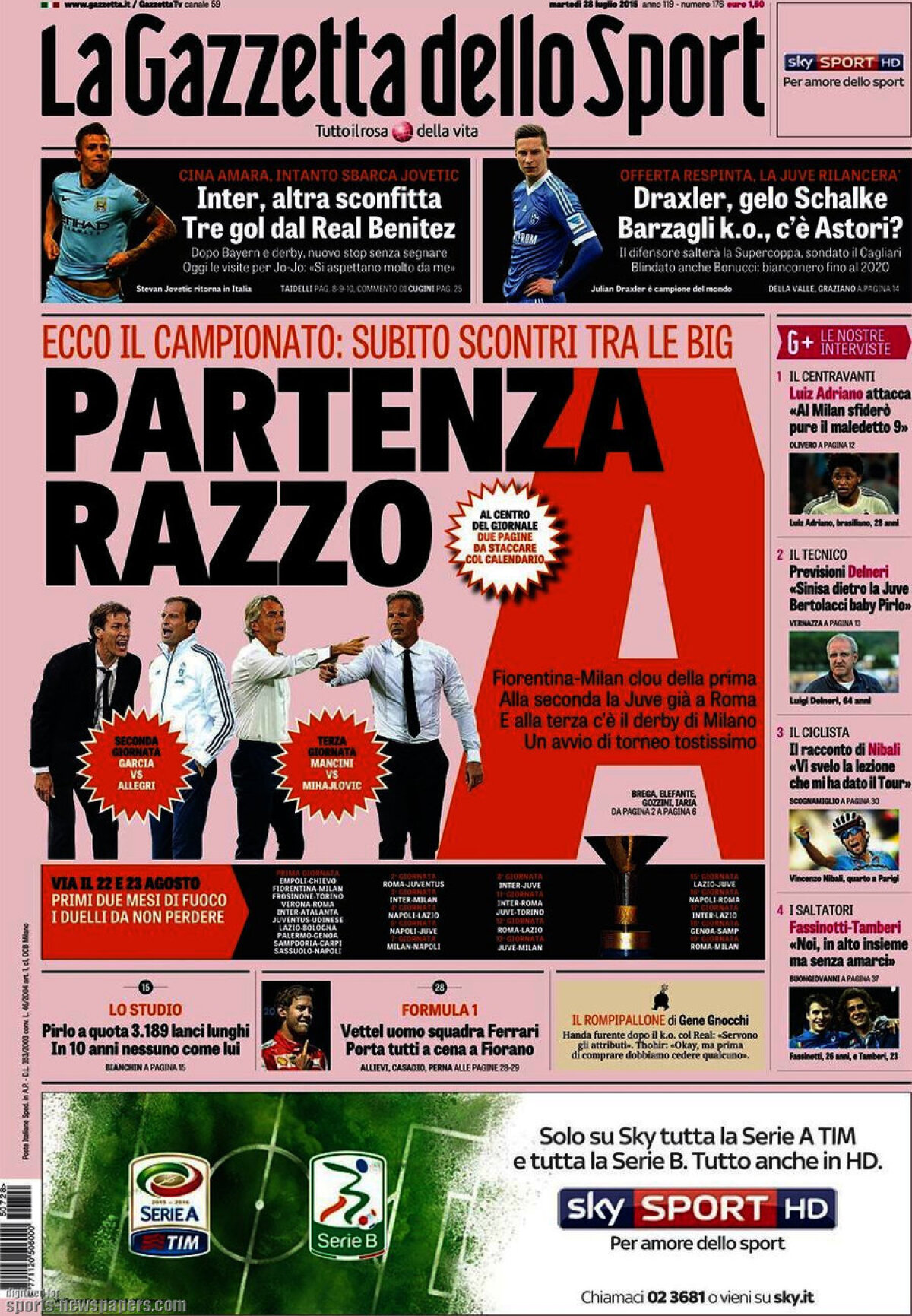 Ce scriu azi ziarele de sport din lume (28 iulie 2015)