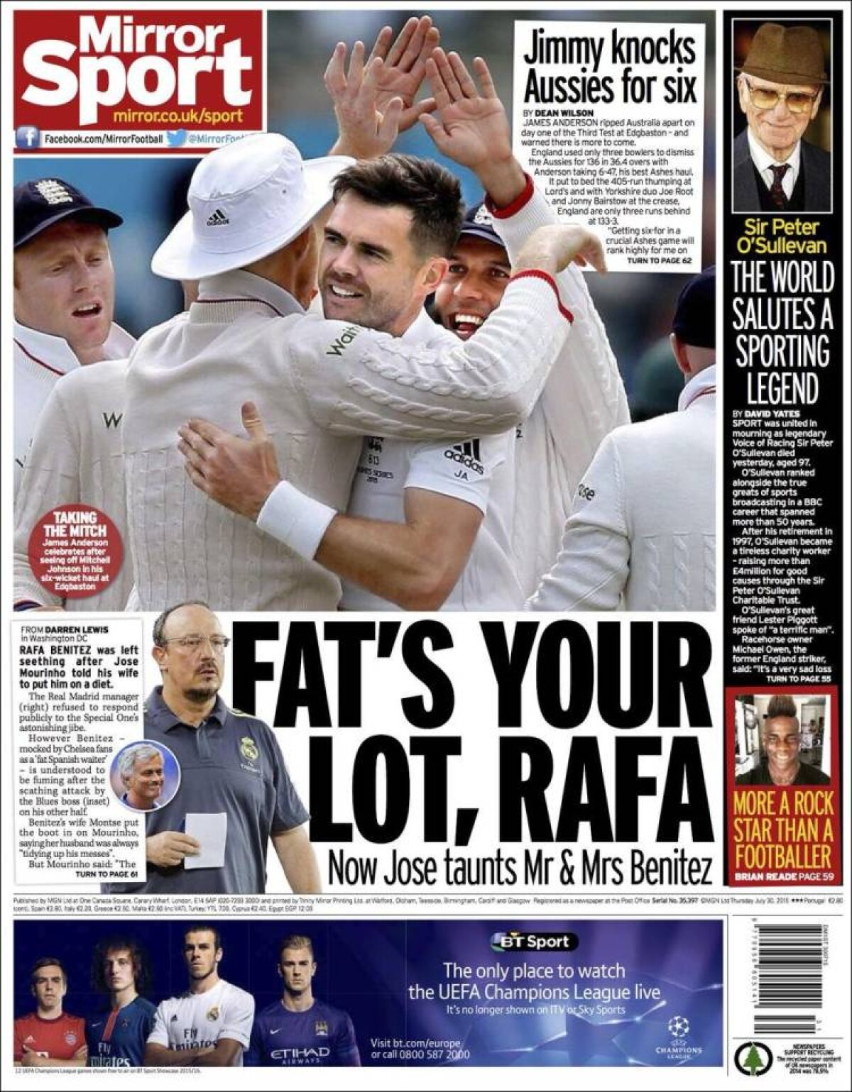 Ce scriu azi ziarele de sport din lume (30 iulie 2015)