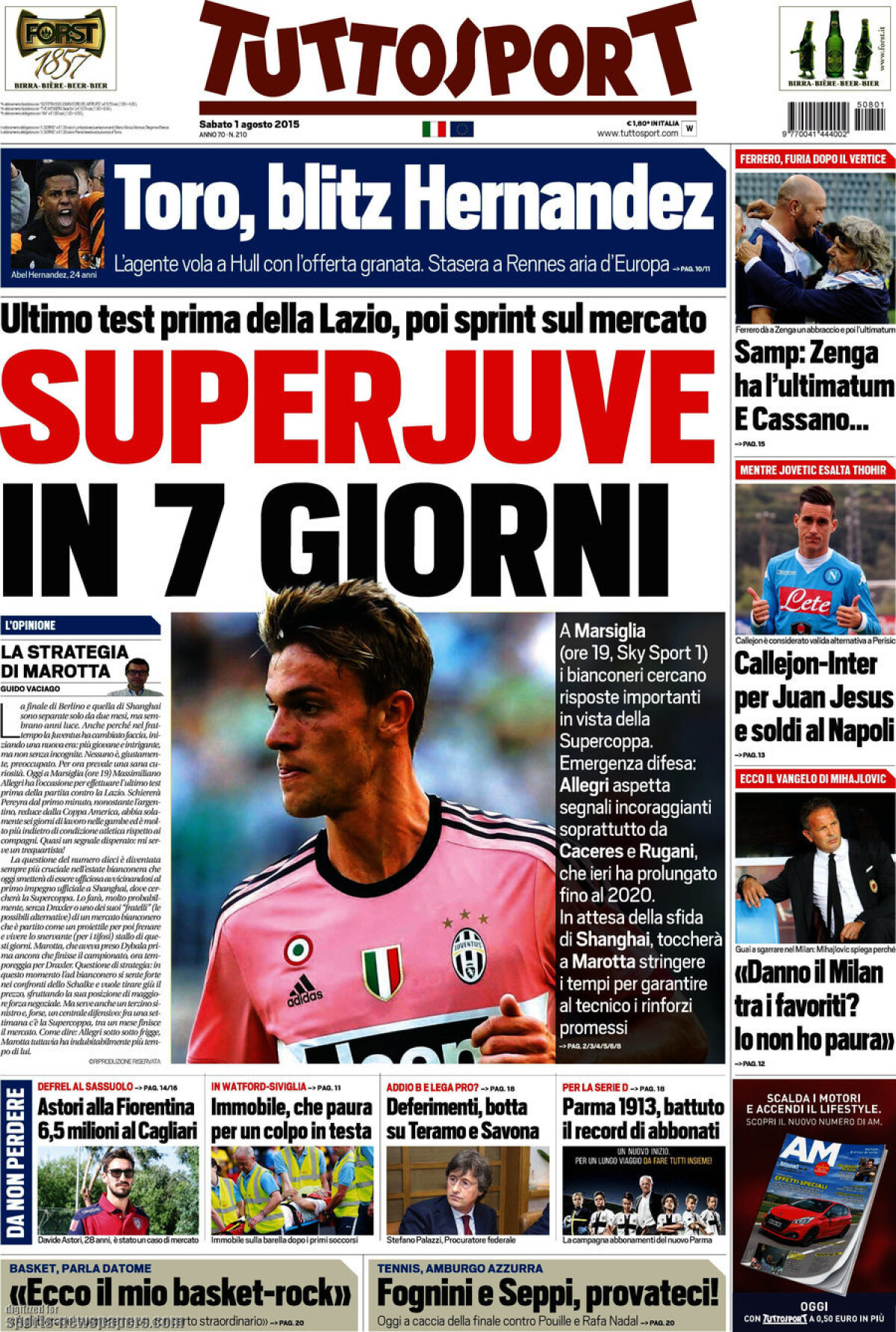 Ce scriu azi ziarele de sport din lume (1 august 2015)