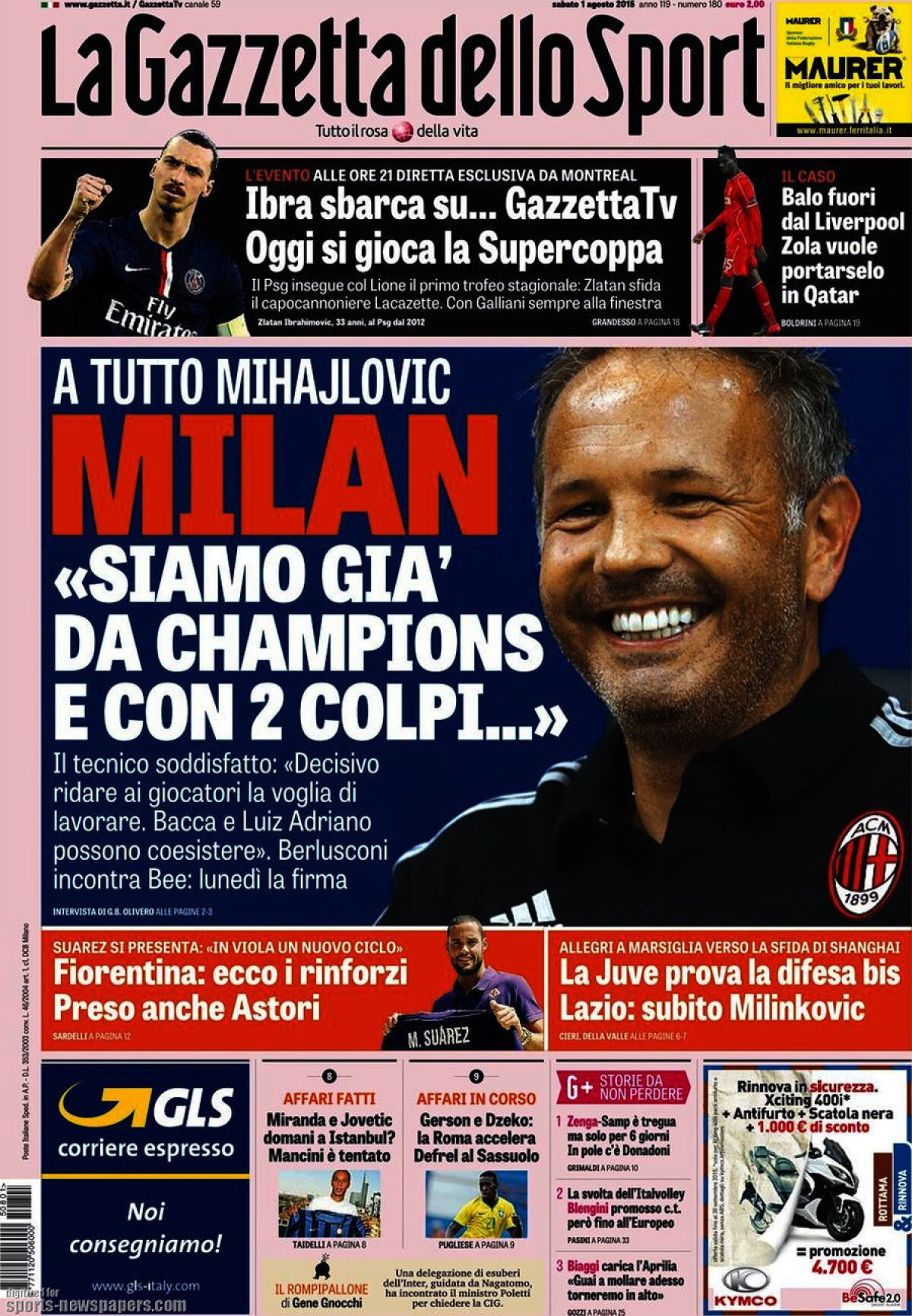 Ce scriu azi ziarele de sport din lume (1 august 2015)