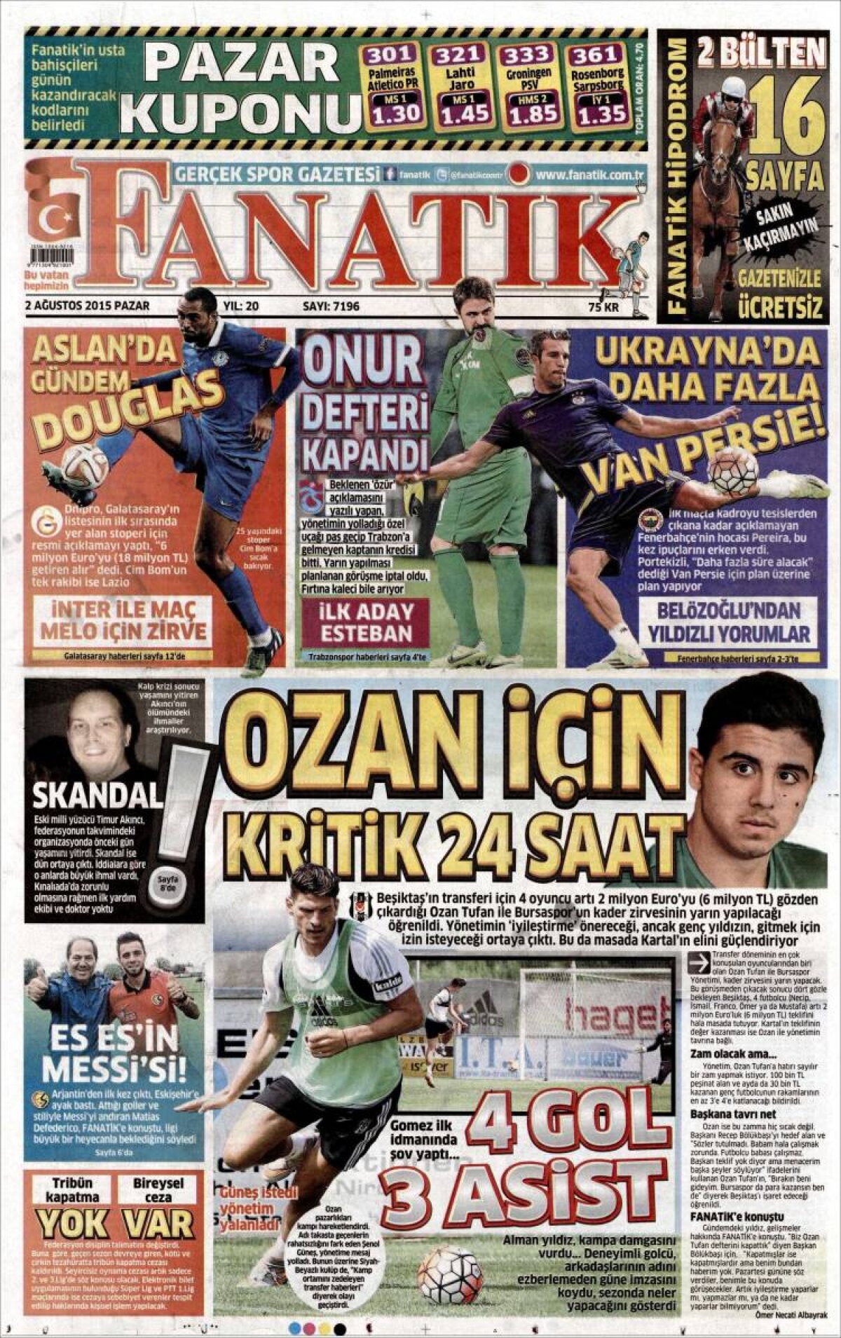 Ce scriu azi ziarele de sport din lume (2 august 2015)