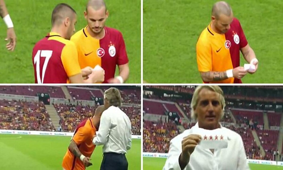 FOTO și VIDEO Fază memorabilă! Sneijder a primit un bilețel de la antrenorul adversarei » Ce scria în el va rămîne în istoria fotbalului
