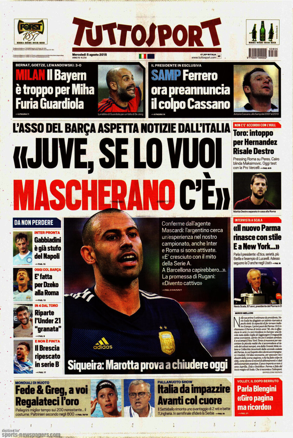 Ce scriu azi ziarele de sport din lume (5 august 2015)