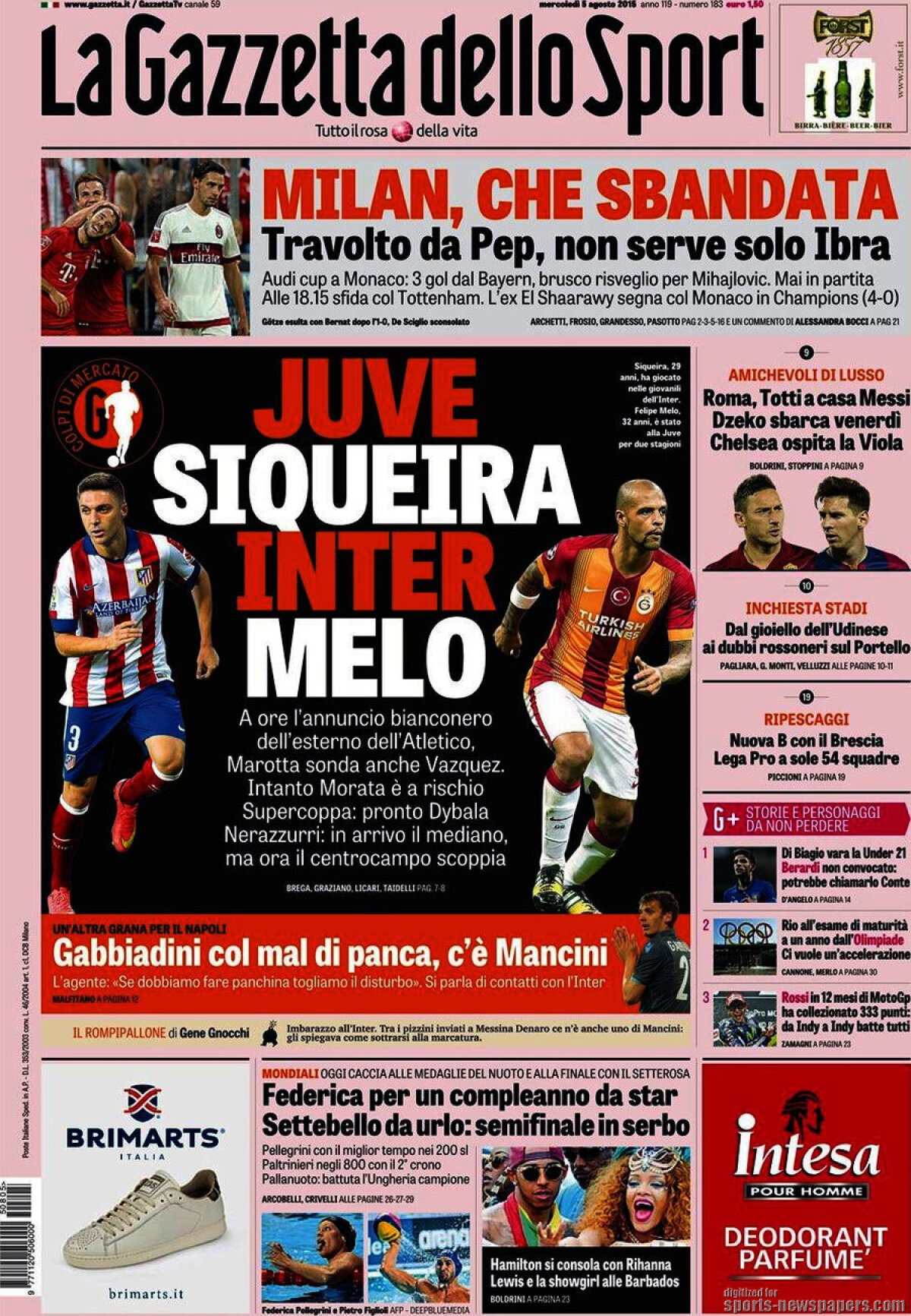 Ce scriu azi ziarele de sport din lume (5 august 2015)