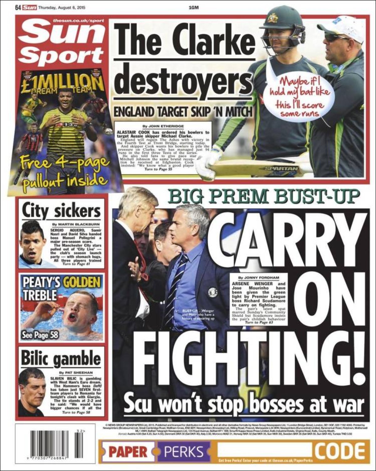 Ce scriu azi ziarele de sport din lume (6 august 2015)