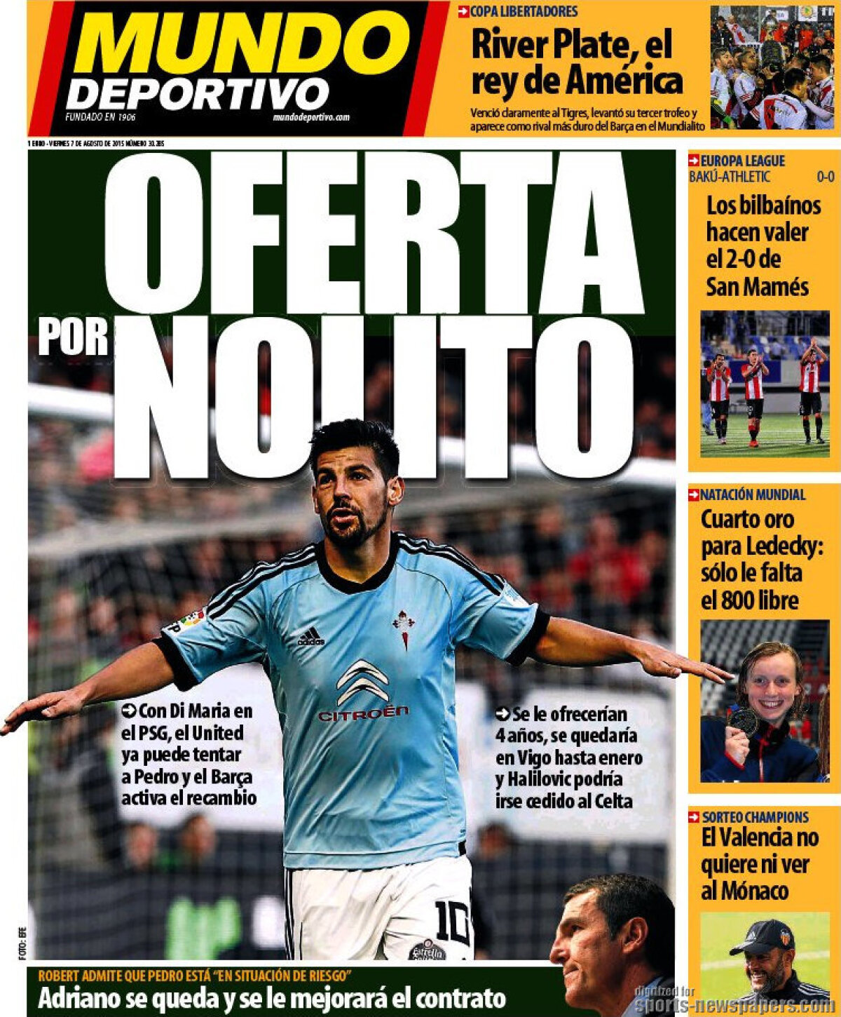 Ce scriu azi ziarele de sport din lume (7 august 2015)