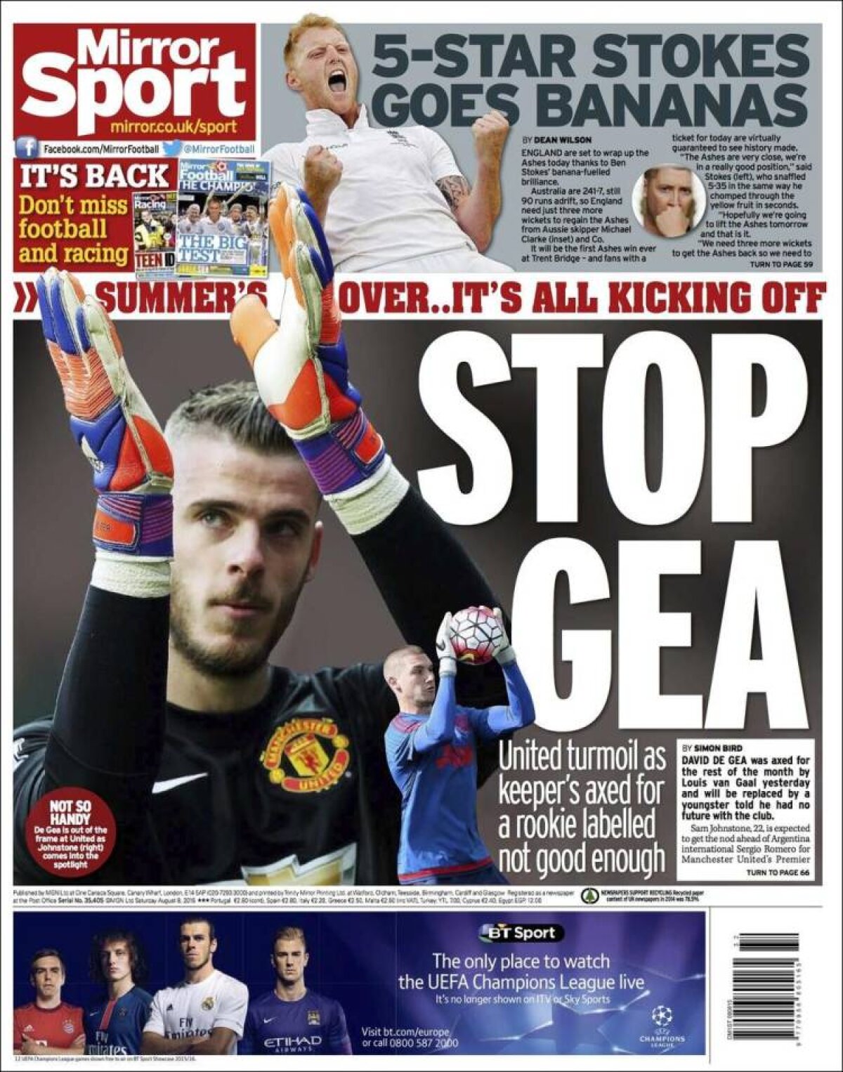 Ce scriu azi ziarele de sport din lume (8 august 2015)