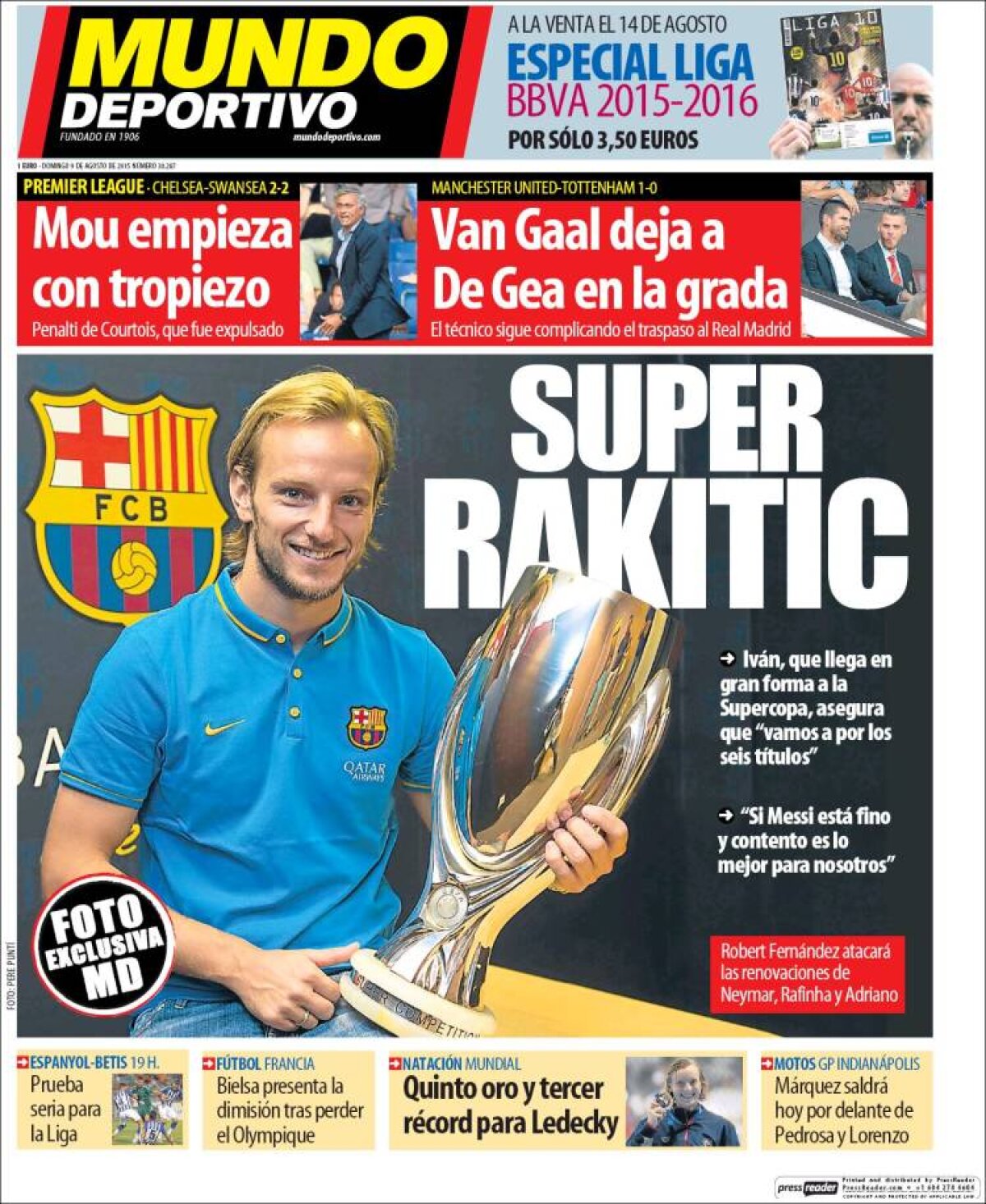 Ce scriu azi ziarele de sport din lume (9 august 2015)