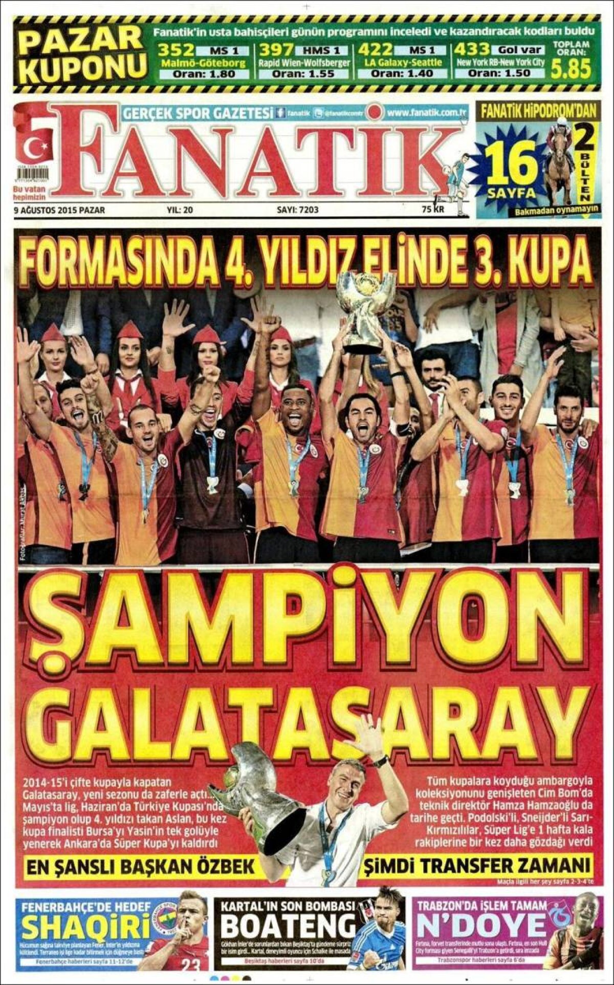 Ce scriu azi ziarele de sport din lume (9 august 2015)