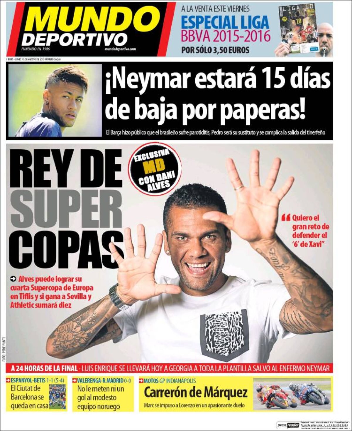 Ce scriu azi ziarele de sport din lume (10 august 2015)