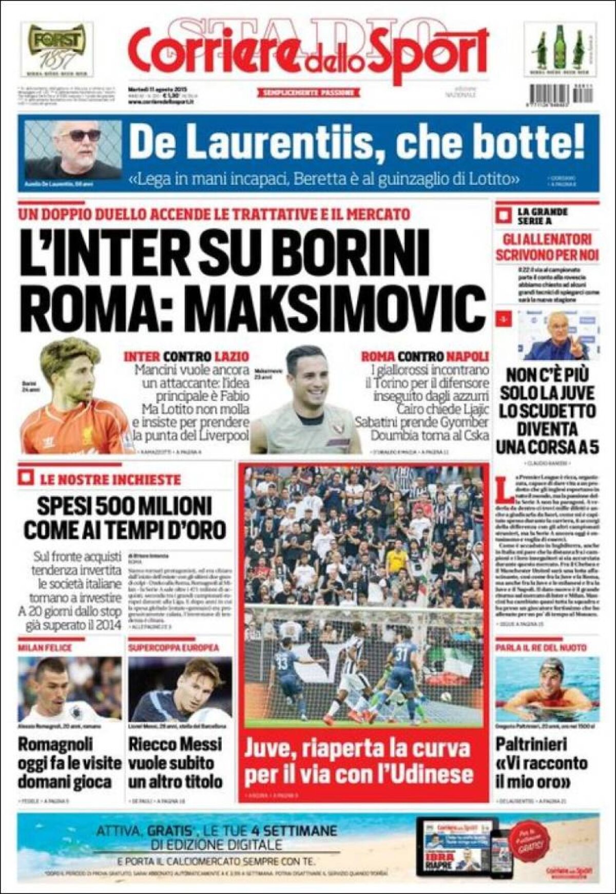 Ce scriu azi ziarele de sport din lume (11 august 2015)