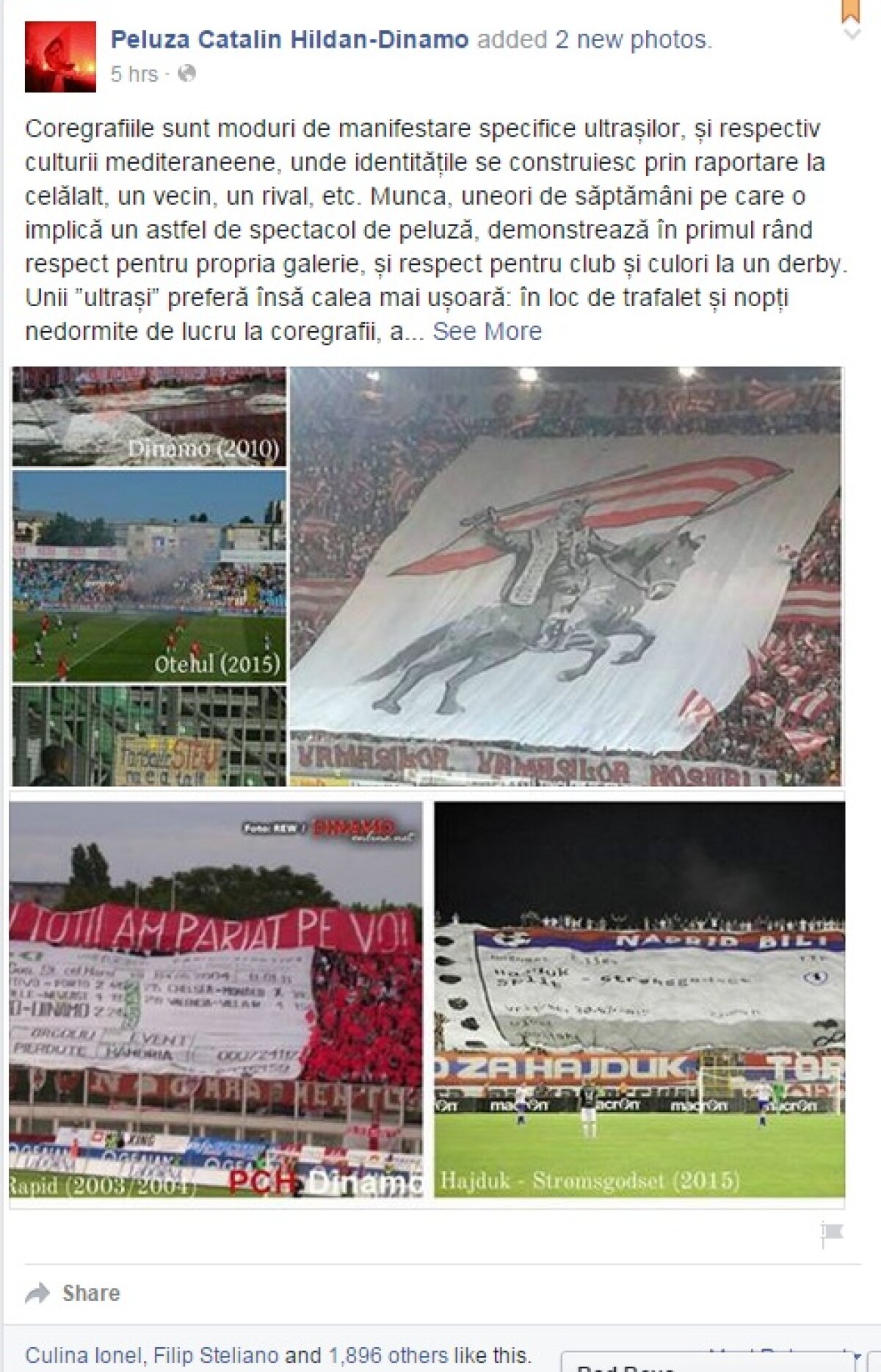 FOTO Derby-ul s-a terminat, duelul fanilor continuă » Dinamoviştii răspund după ironia steliştilor