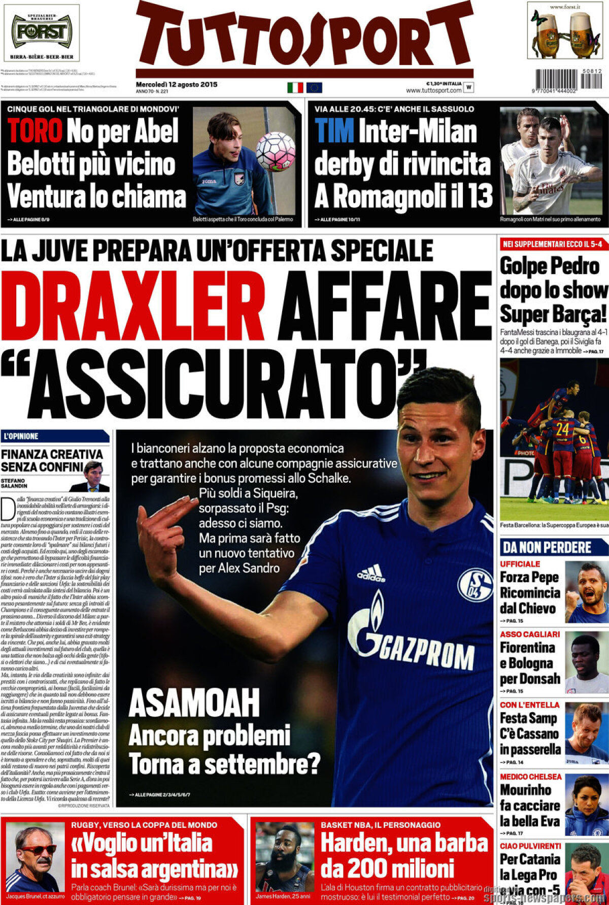 Ce scriu azi ziarele de sport din lume (12 august 2015)