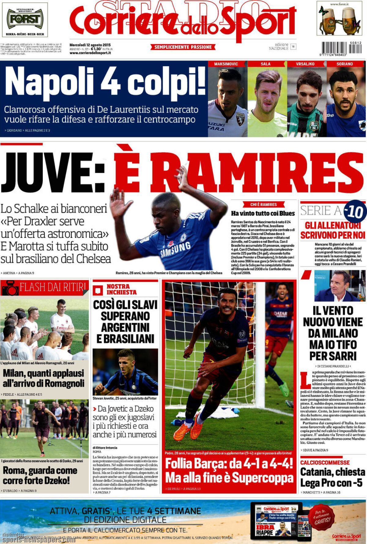 Ce scriu azi ziarele de sport din lume (12 august 2015)