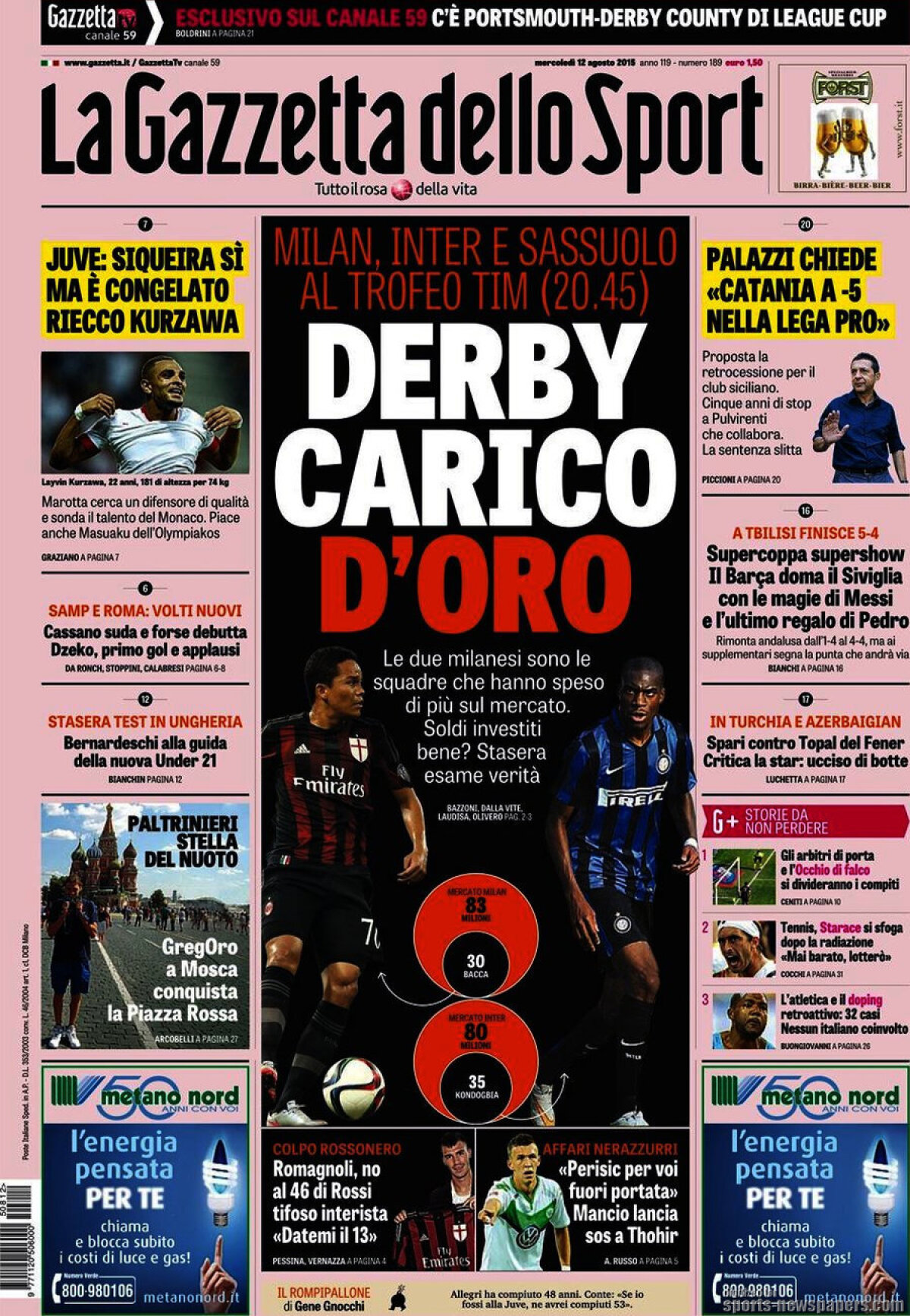 Ce scriu azi ziarele de sport din lume (12 august 2015)