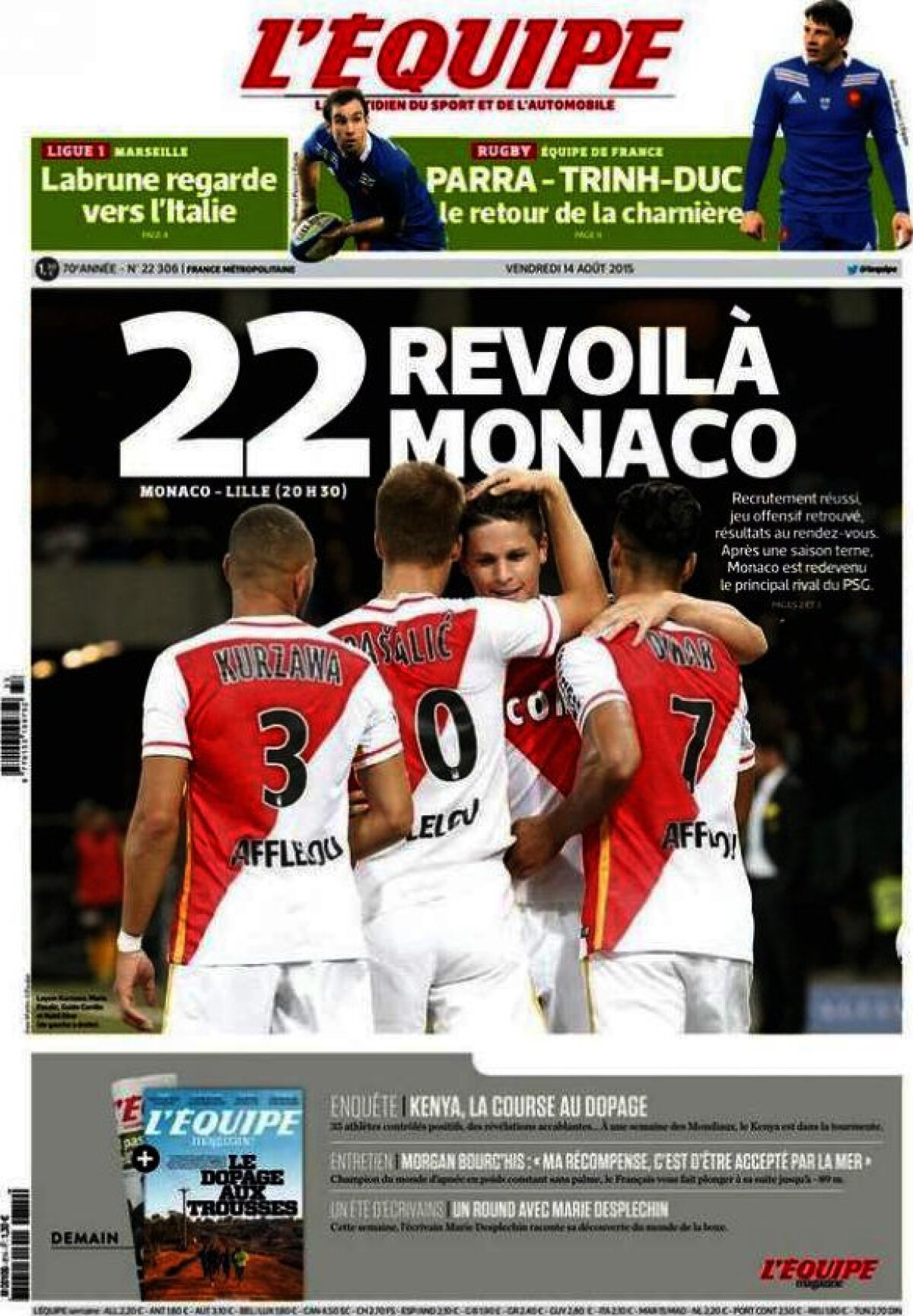 Ce scriu azi ziarele de sport din lume (14 august 2015)