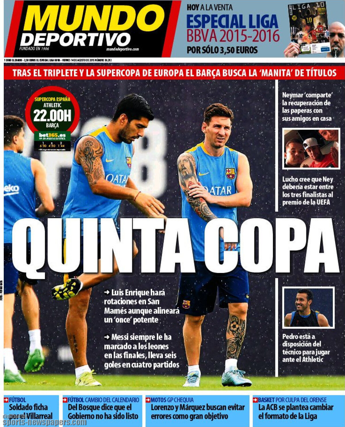 Ce scriu azi ziarele de sport din lume (14 august 2015)