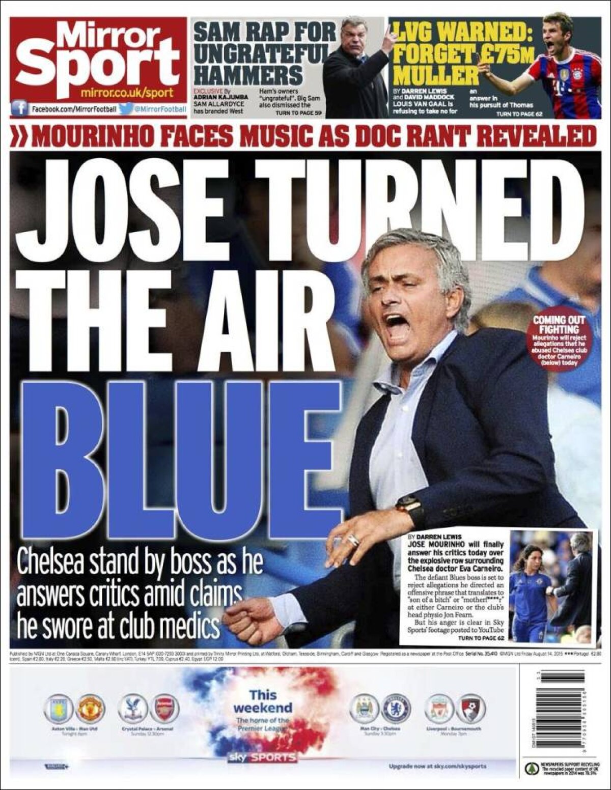 Ce scriu azi ziarele de sport din lume (15 august 2015)