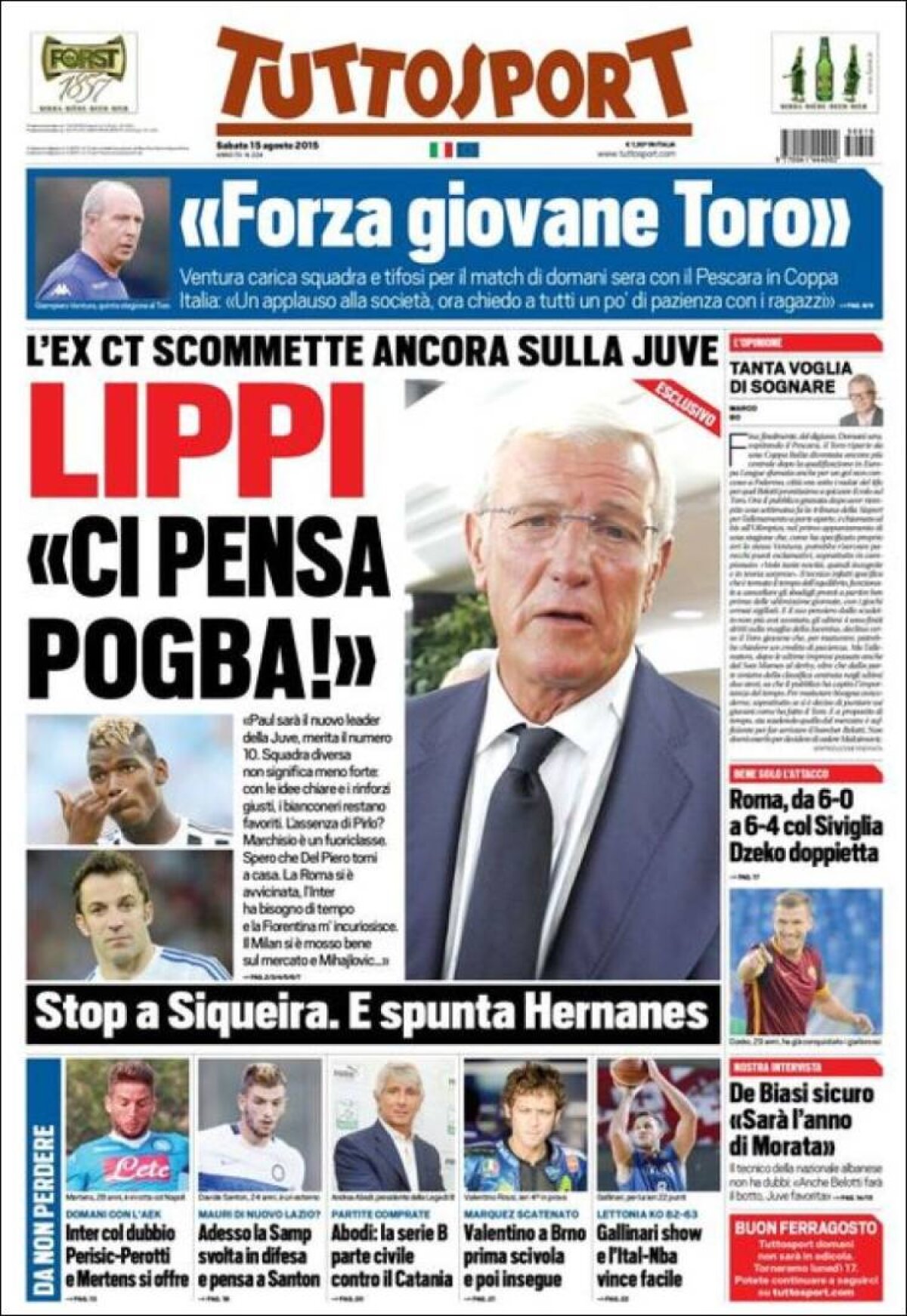 Ce scriu azi ziarele de sport din lume (15 august 2015)