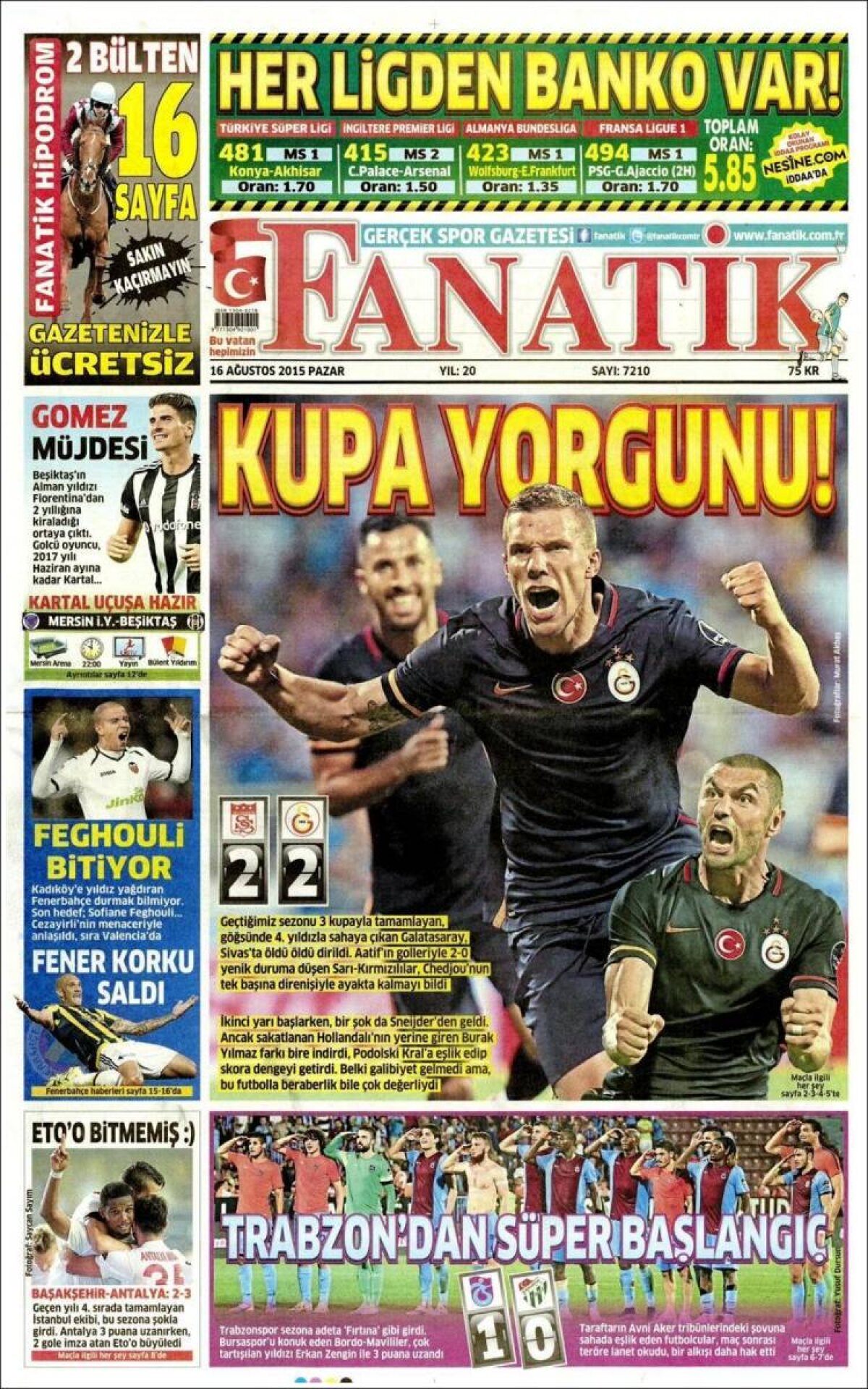 Ce scriu azi ziarele de sport din lume (16 august 2015)