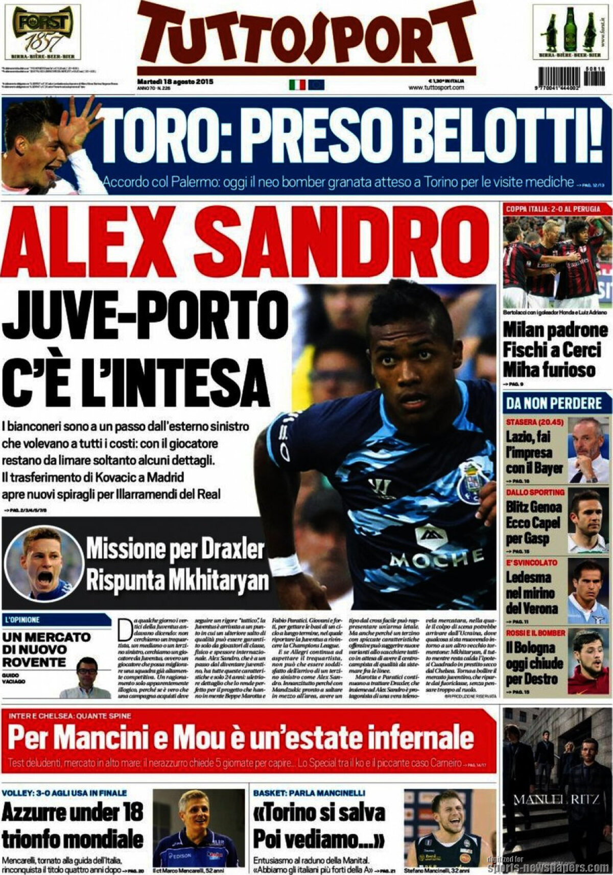 Ce scriu azi ziarele de sport din lume (18 august 2015)